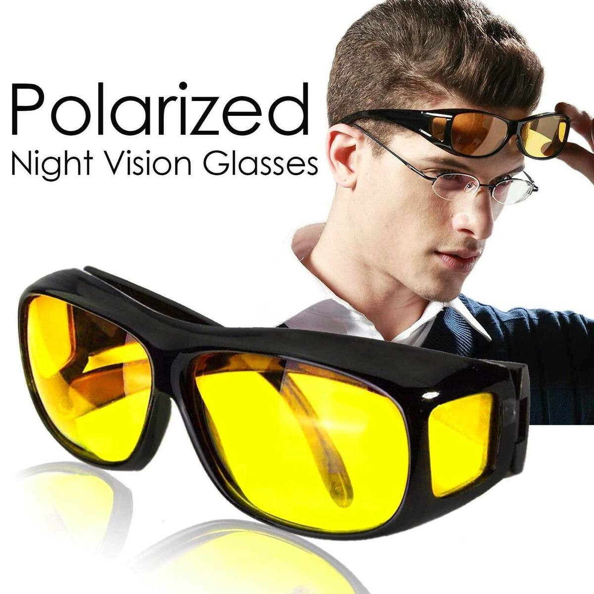 1/2PCS HD Day Night Vision Glasses Driving Sports Wraparound Fit Over Sunglasses