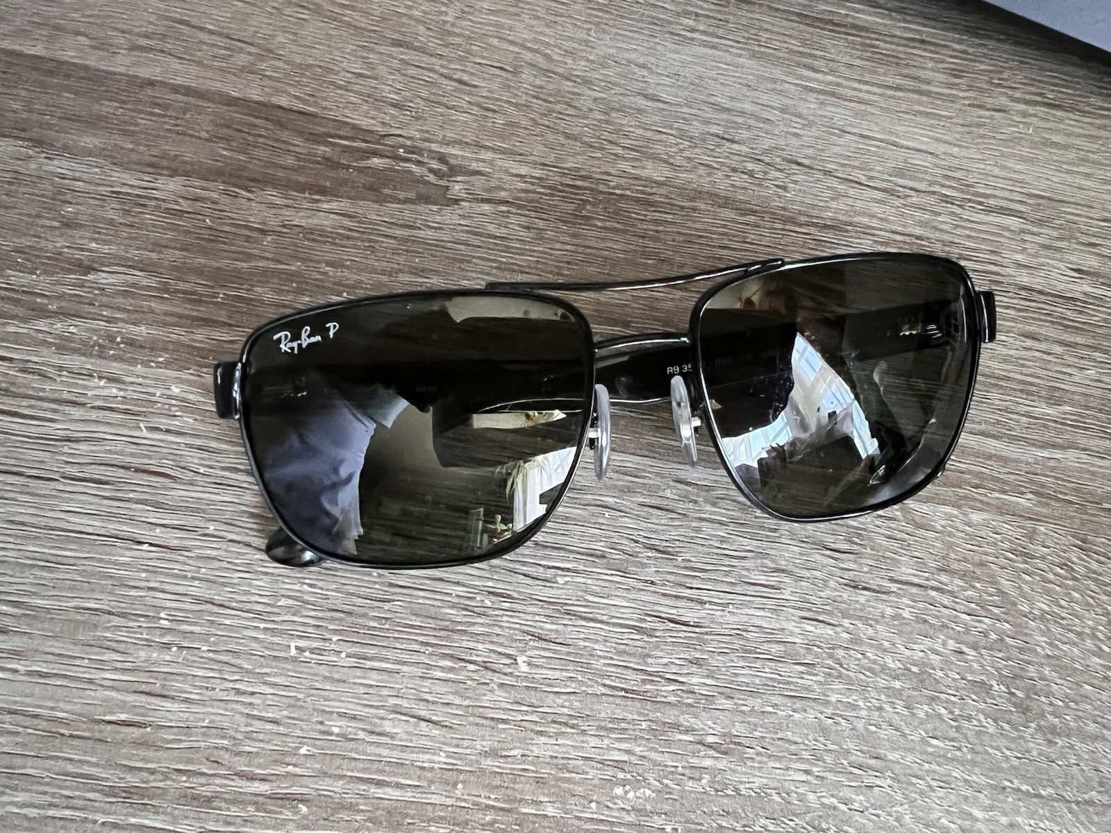 Ray Ban RB3530 Polarized Rectangle Sunglasses Black/Green 58-17 140mm