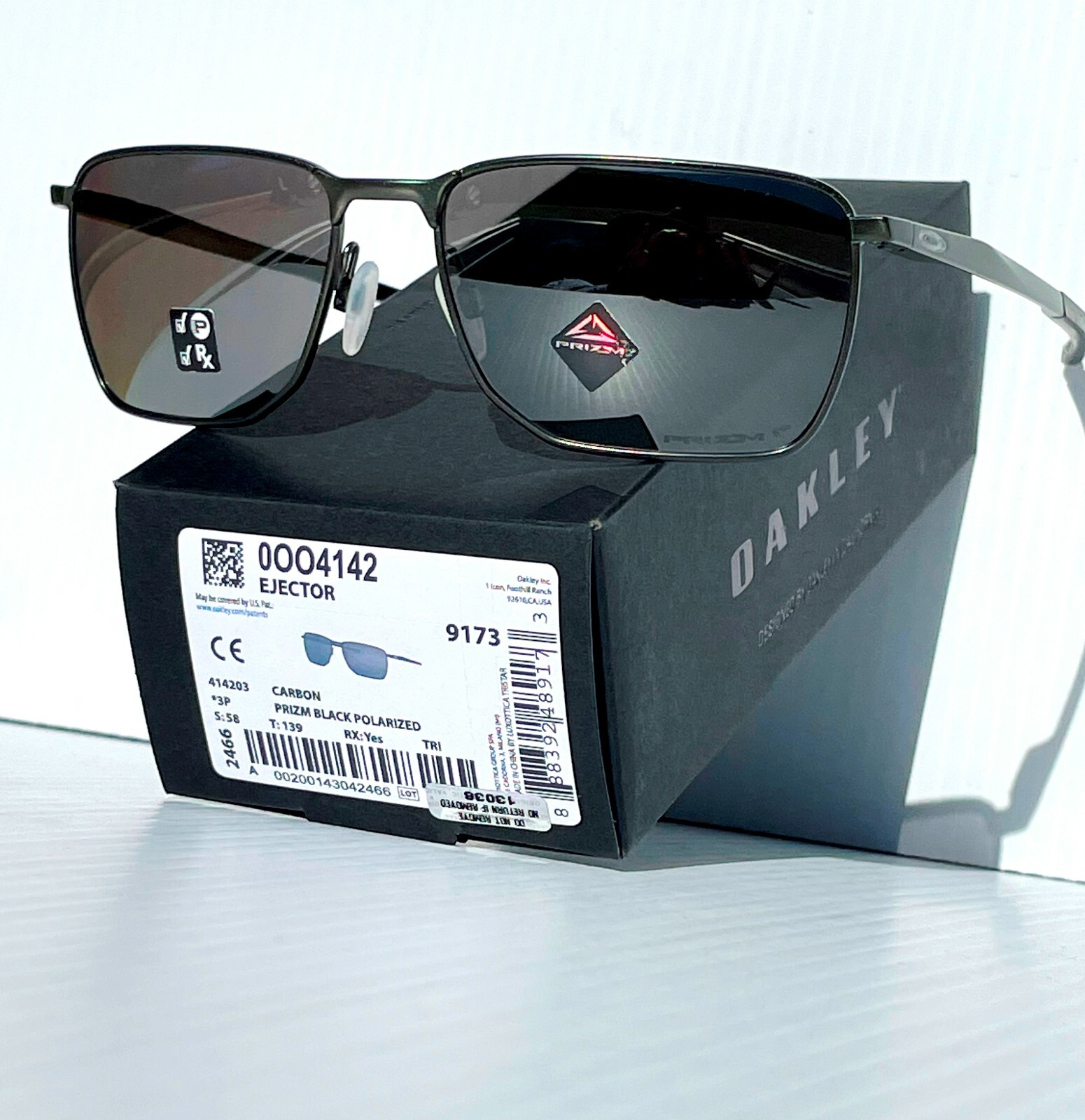 NEW* Oakley EJECTOR Carbon Metal w POLARIZED PRIZM Black Sunglass 4142-03