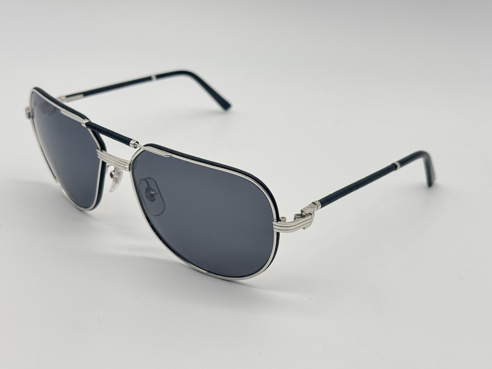 PREMIERE C DE CARTIER BLACK LEATHER SPECIAL ED SUNGLASSES NEW 100% GENUINE $2900