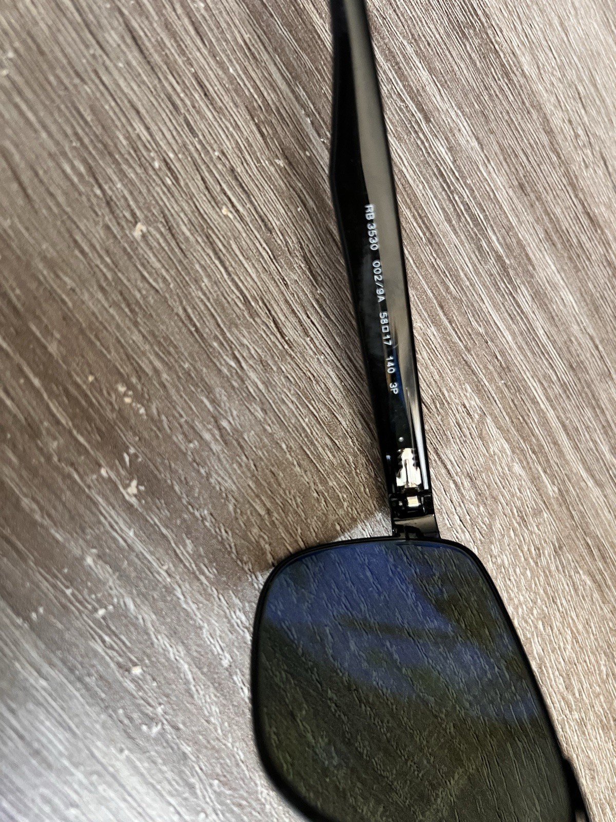 Ray Ban RB3530 Polarized Rectangle Sunglasses Black/Green 58-17 140mm