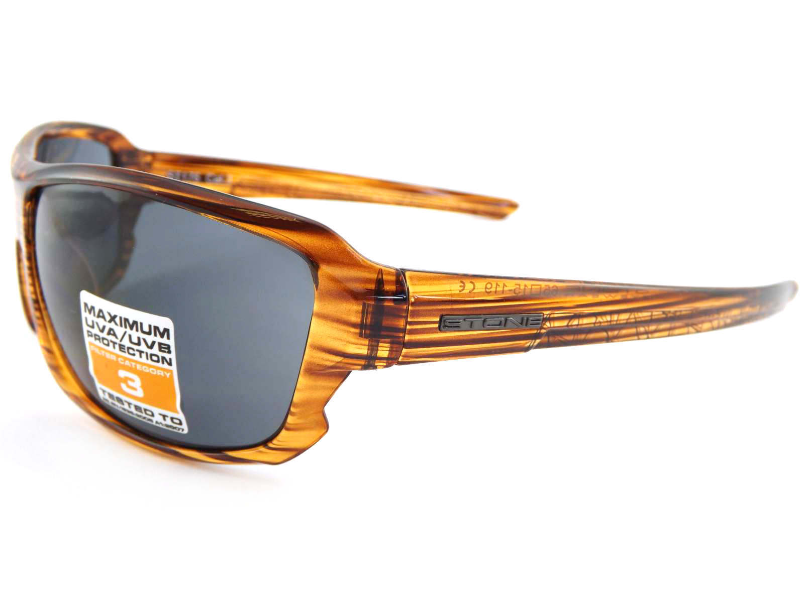 Stone Sunglasses Wrap Crystal Lined Brown with Dark Grey CAT.3 Lenses ST176