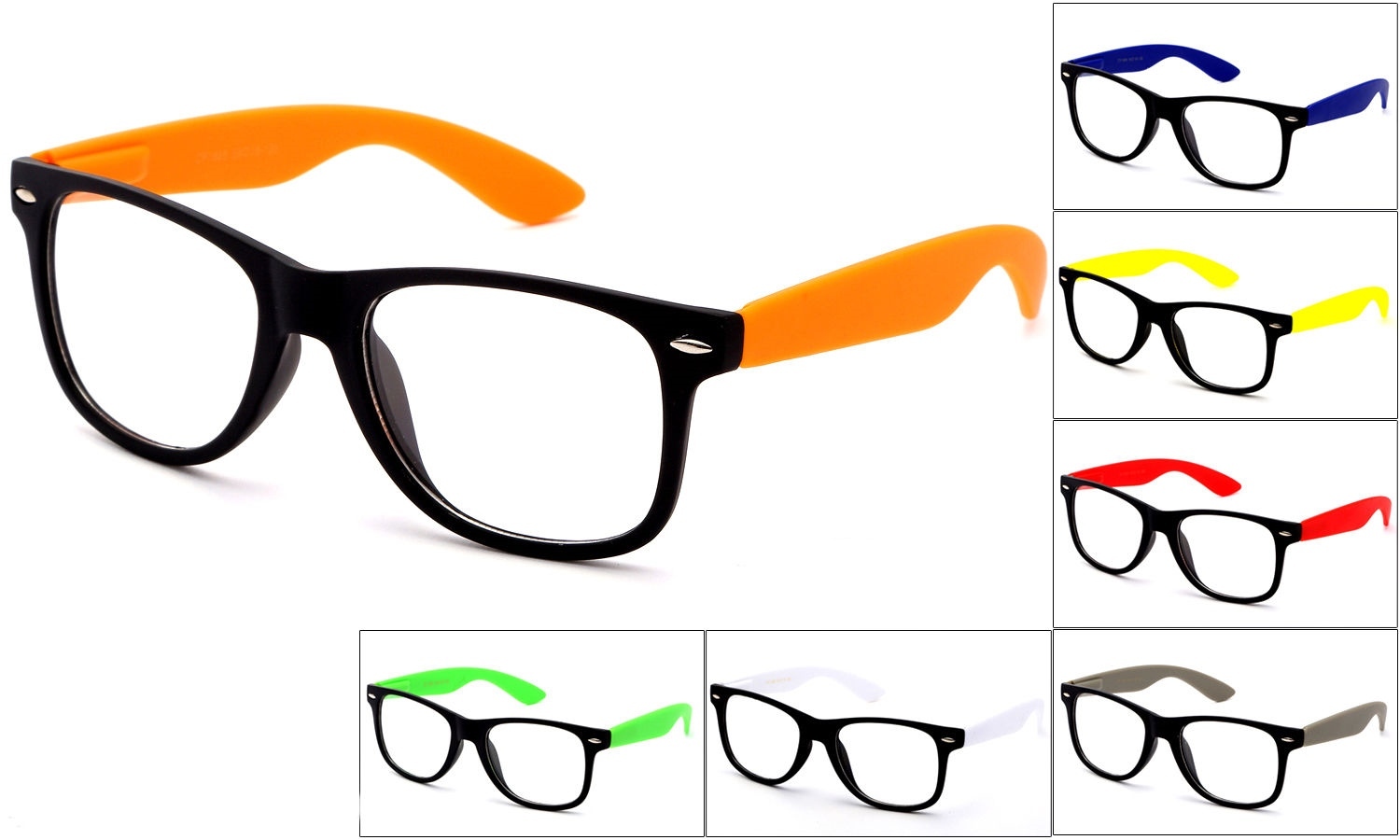 NEW Retro Geek Nerd Retro Plastic Clear Lens Glasses Fashion 2 Tone Frame UV