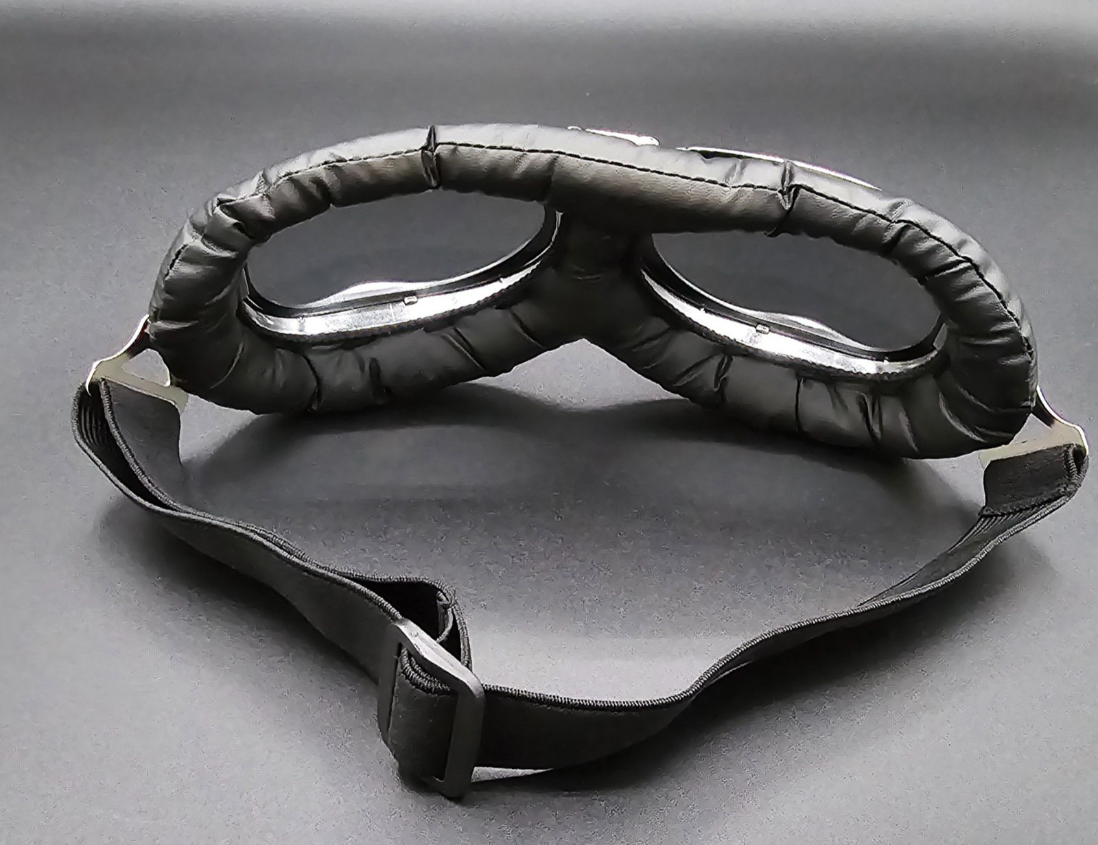 Chrome Aviator Goggles Black Padding Adjustable Strap – Steampunk Pilot