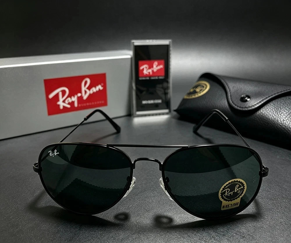 Ray-Ban RB3025 Black Metal Frame Gray Glass Aviator Sunglasses 58mm