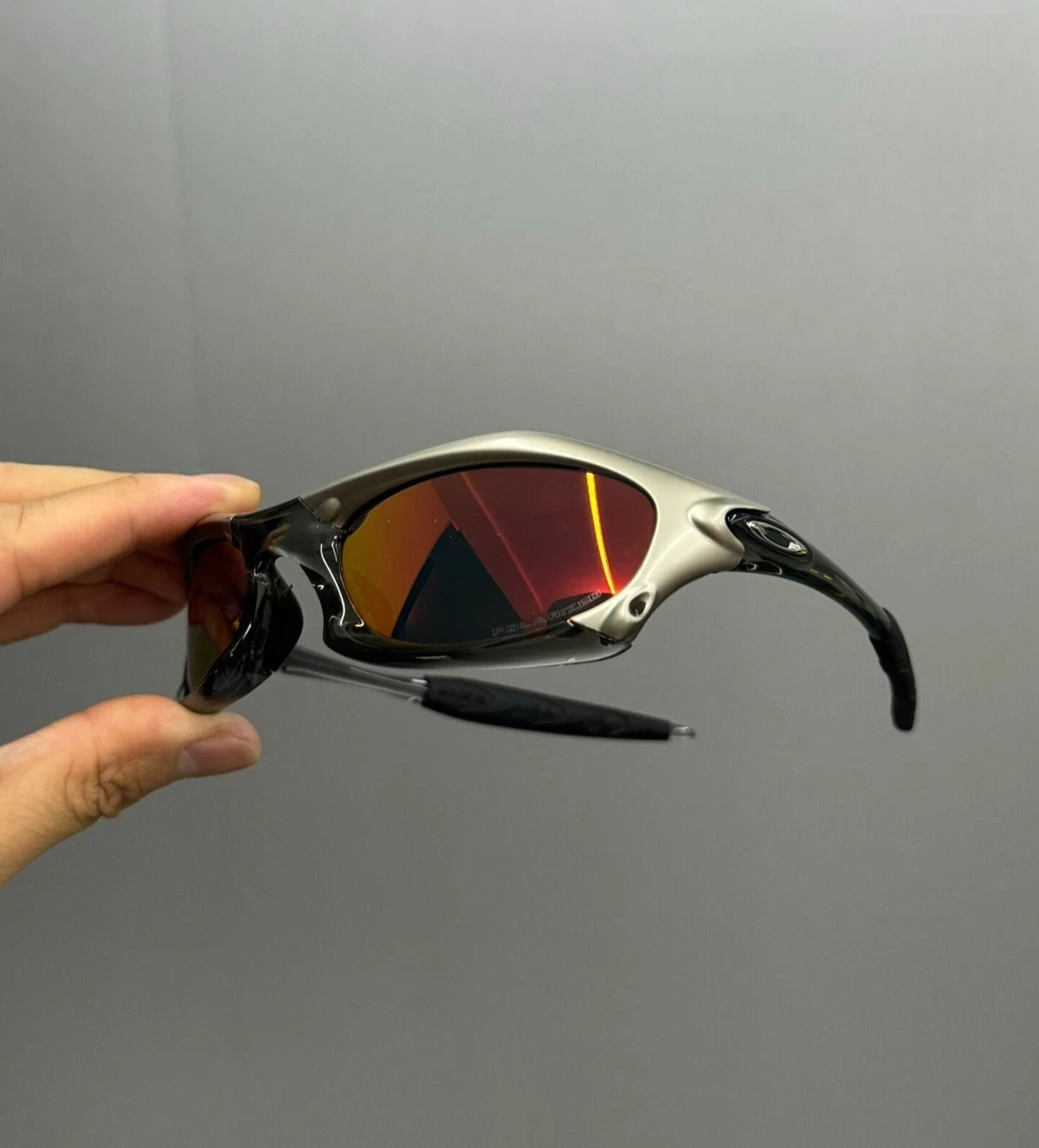 Vintage Y2K Oakley Splice Polarized Sunglasses Red Lenses Mixed Material Frame