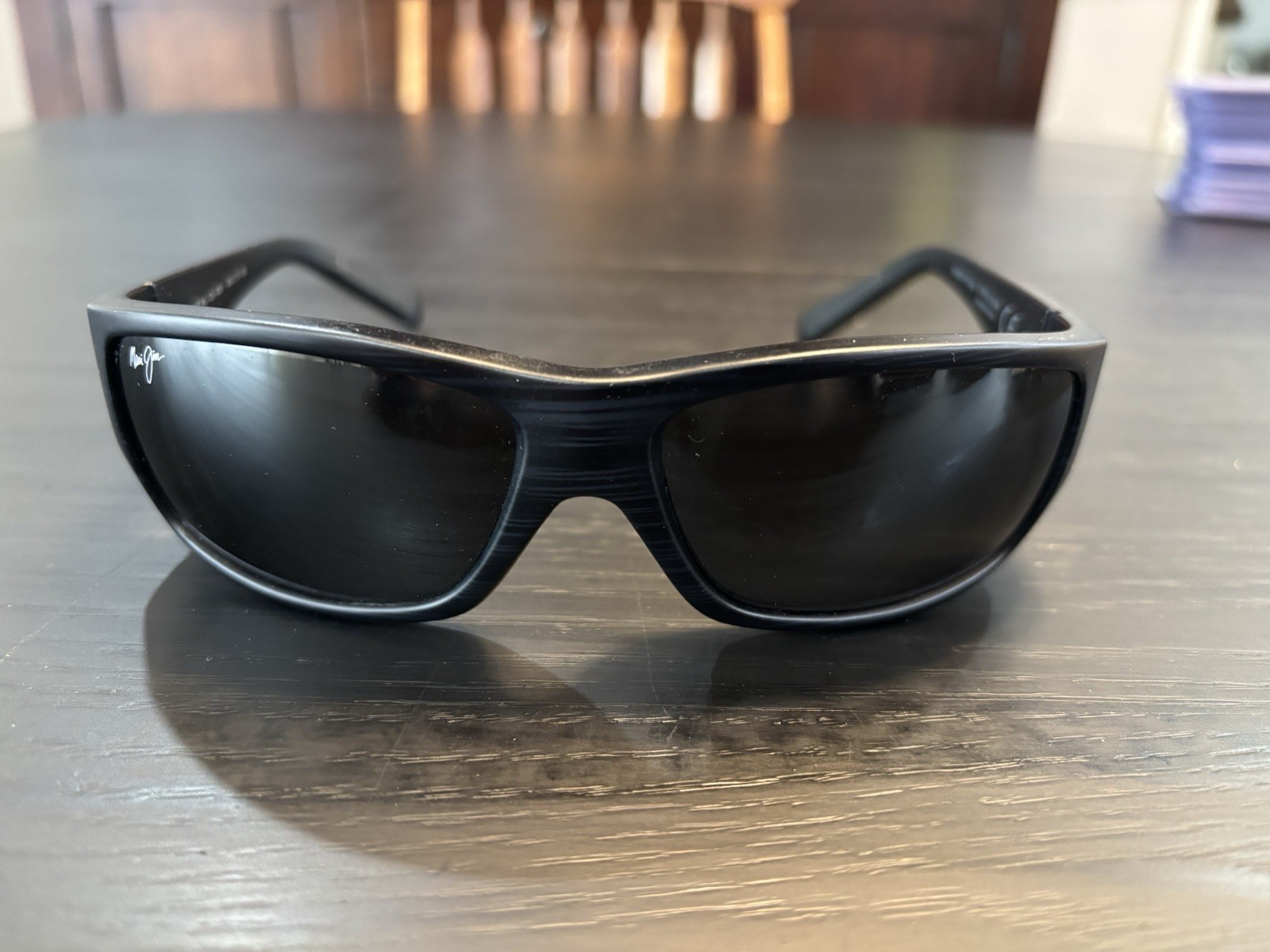 MAUI JIM Wassup POLARIZED Sunglasses 123-02W Black Woodgrain/Grey