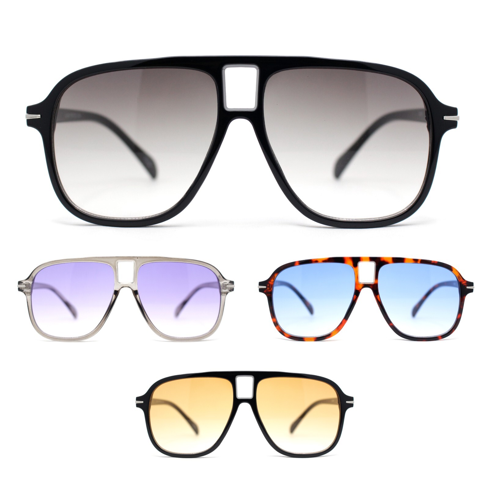Mens Gentlemanly Retro Curved Top Plastic Racer Plastic Sunglasses