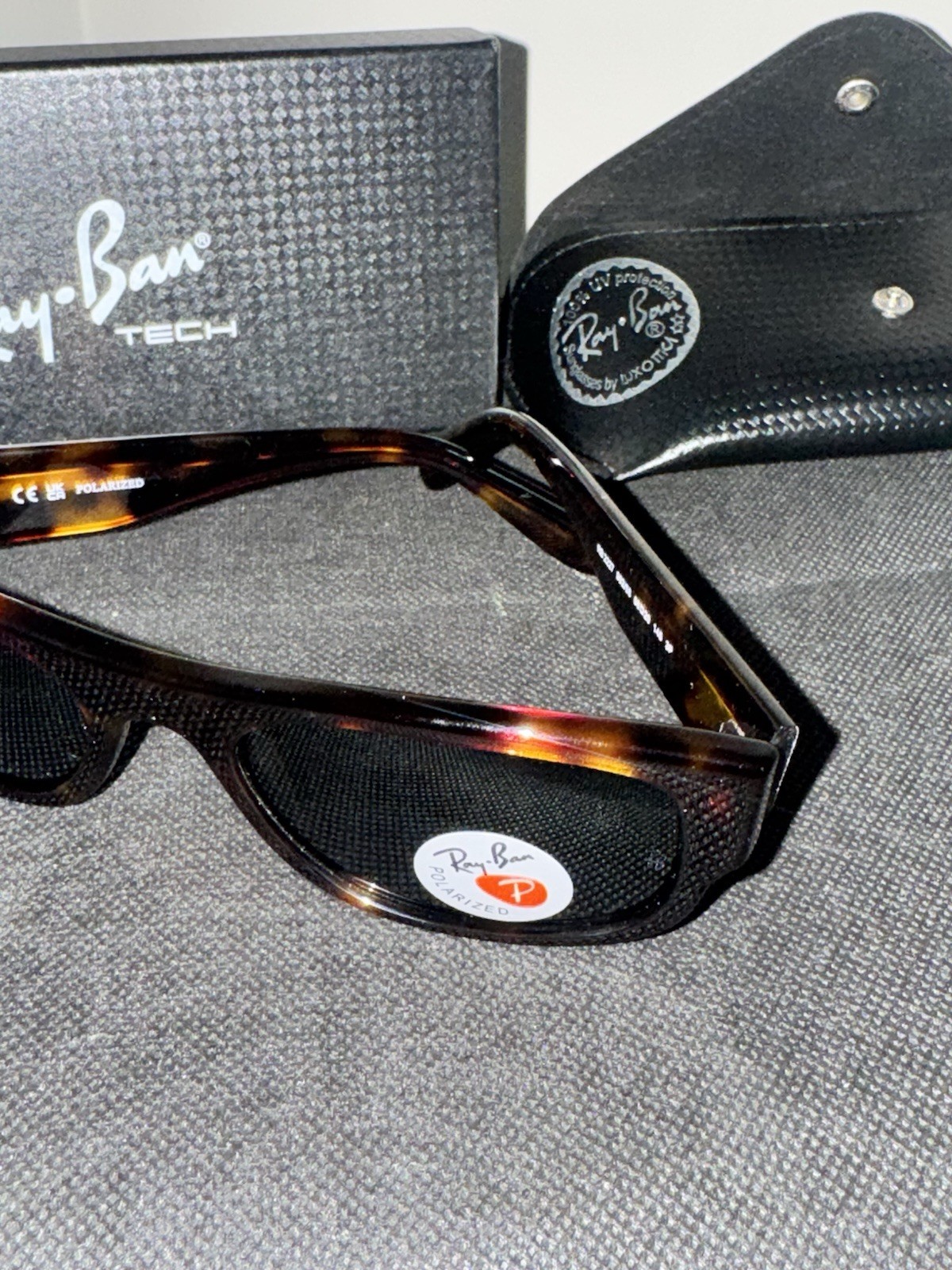 Ray-Ban RB8227 Men’s Rectangle Polarized Sunglasses Tortoise Brown Green