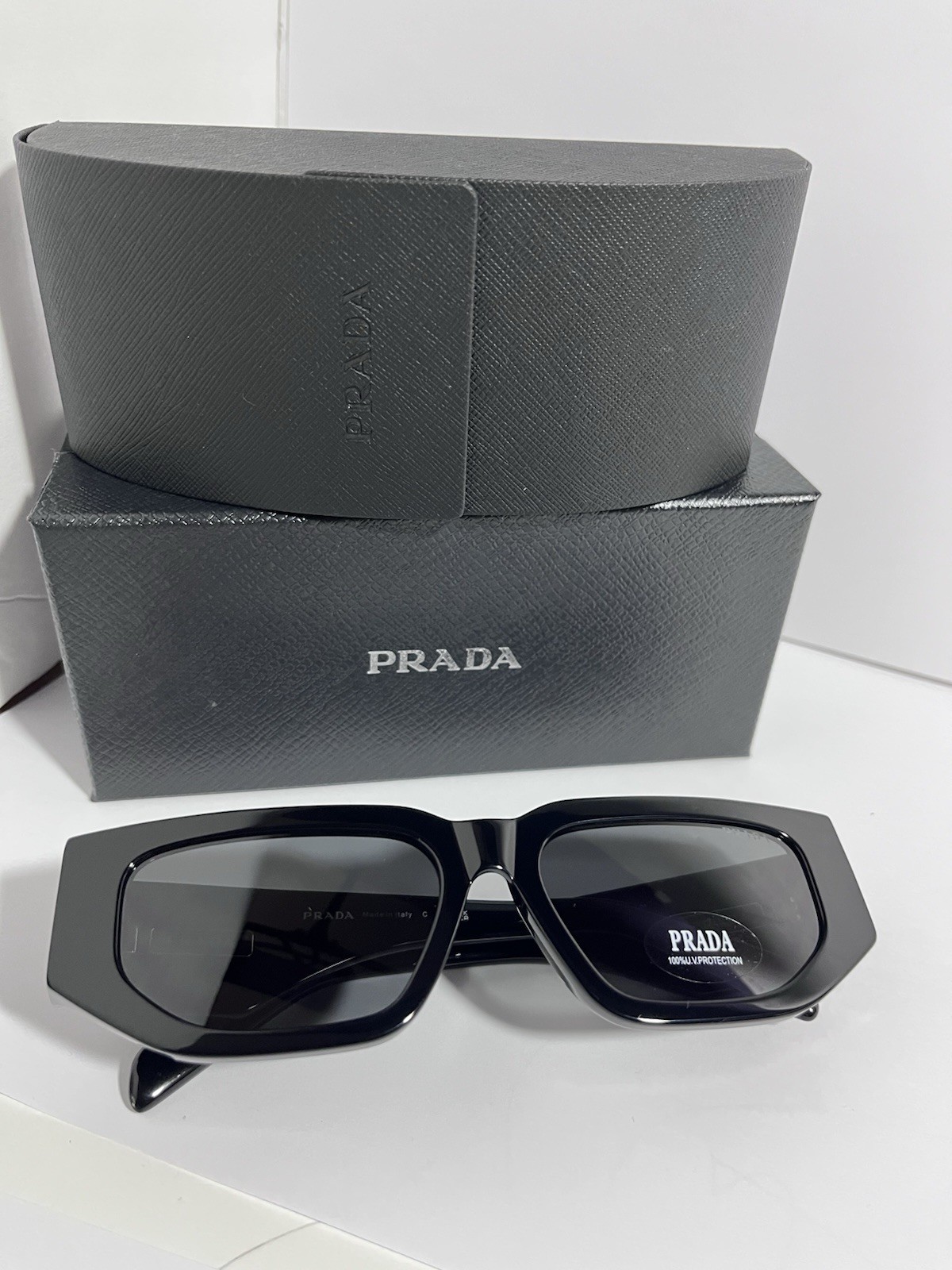 PRADA PR 09ZSF 1AB5S0 Black Grey Men’s 54mm Sunglasses