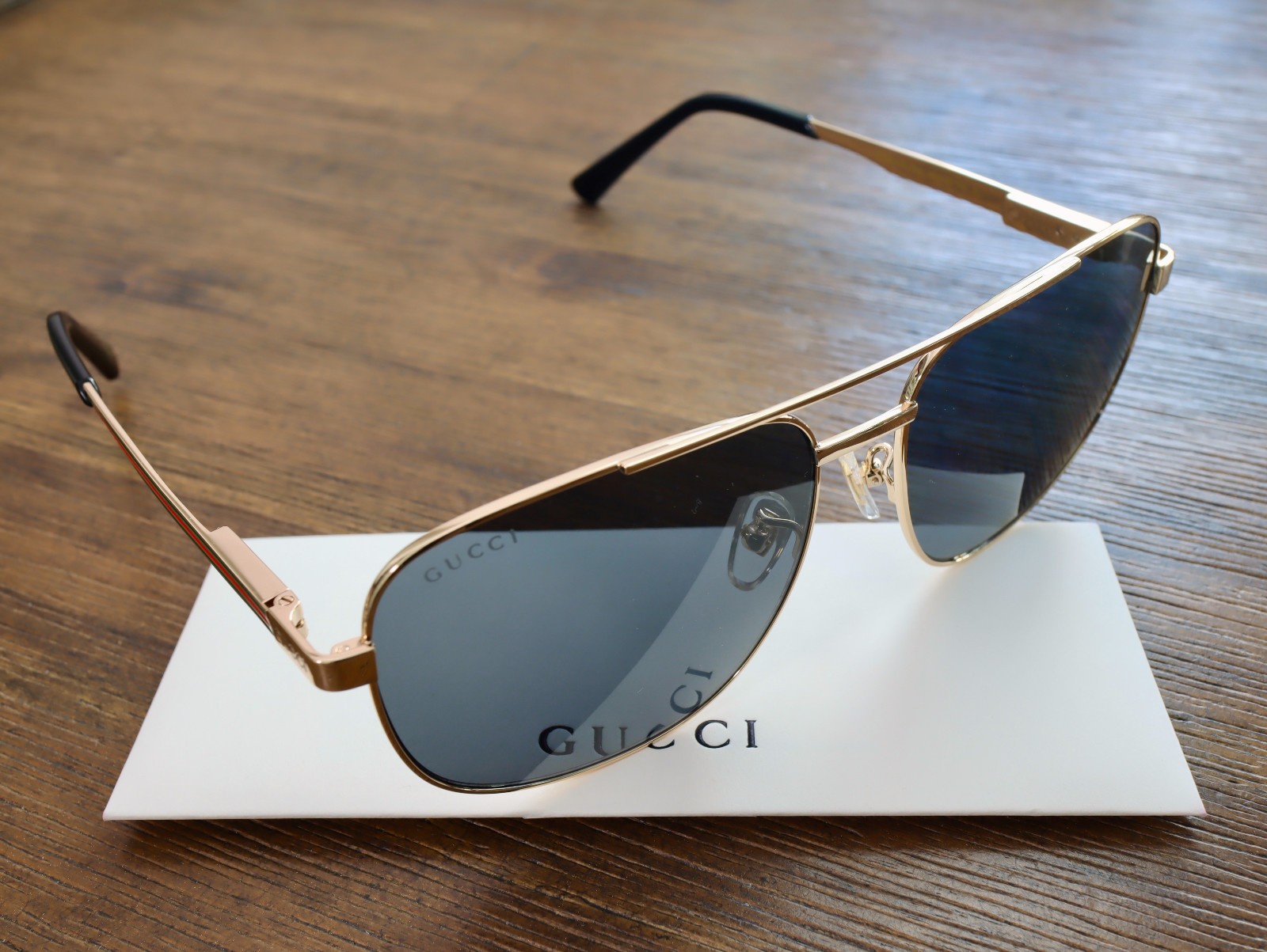 Gucci GG1223S 002 60mm Aviator Sunglasses in Gold/Gray Lens
