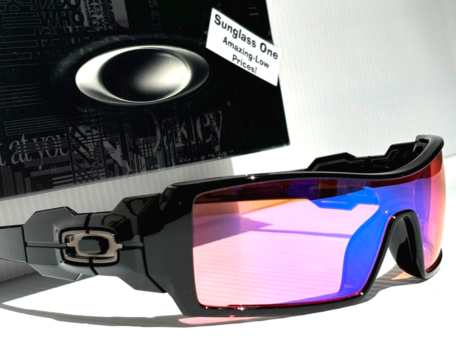 NEW Oakley OIL RIG Polished Black POLARIZED Galaxy HD Pink Lens Sunglass 9081