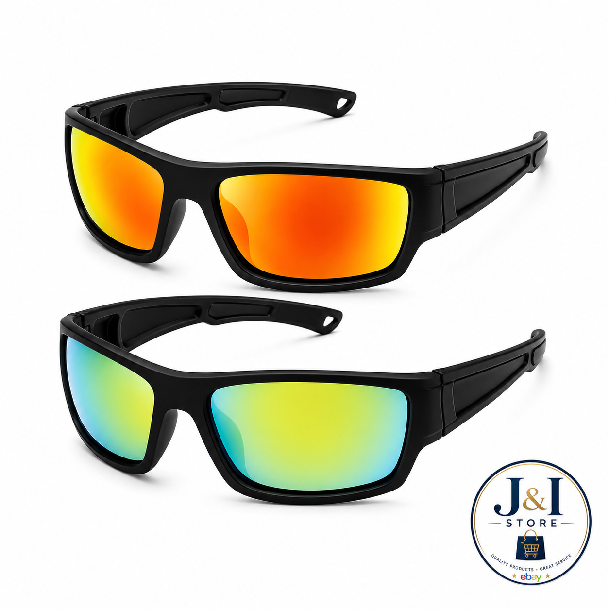 Premium Black Men’s 2 Pair Sunglasses with Mirror Lens