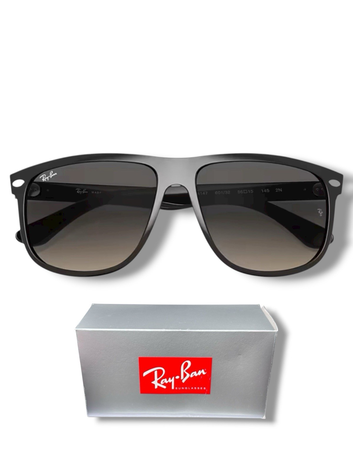 Ray Ban RB4147 601/32 Boyfriend Polished Black Gray Gradient Sunglasses 56-15mm