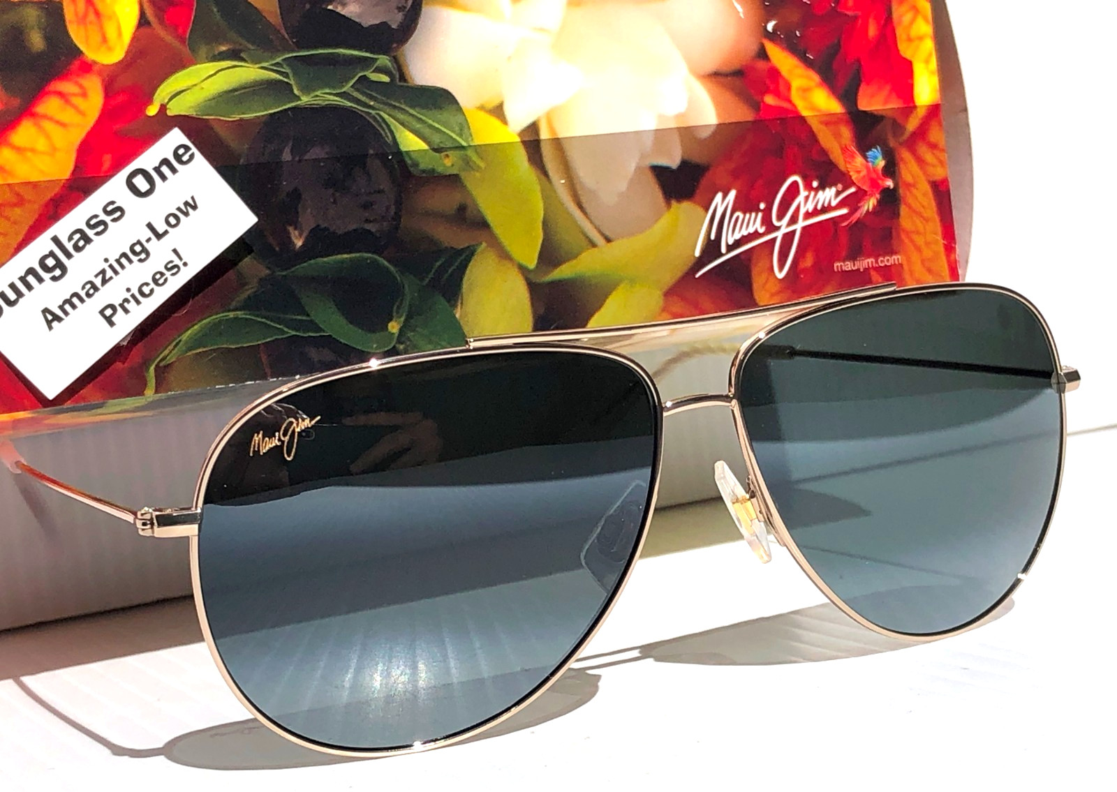 Maui Jim HAUOLI XL 62mm Shiny Gold POLARIZED Crystal Grey Lens Sunglass 674-16A