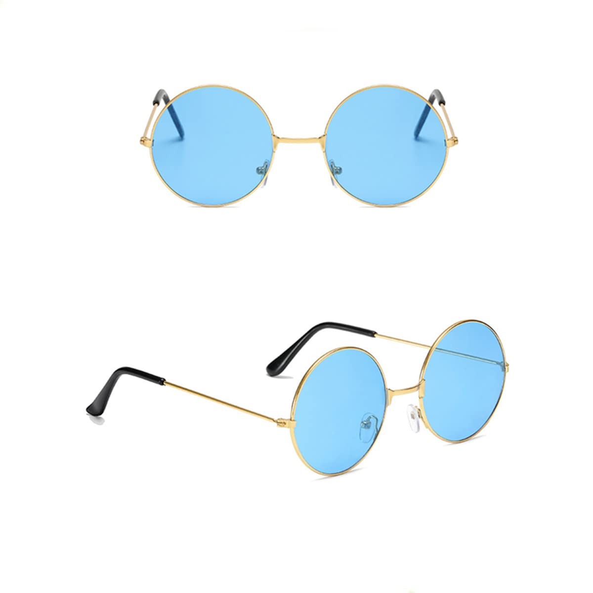 Beetoo Round Hippie Glasses, 2PCS Blue, Purple 127 mm/5inch, Blue.