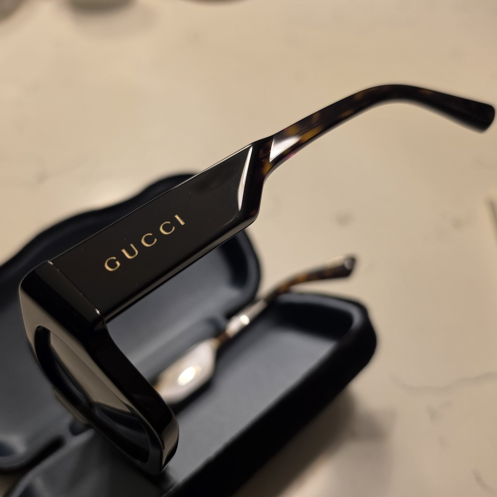 GUCCI GG1668S 001 Black Grey Havana Men’s Medium 52 mm Sunglasses