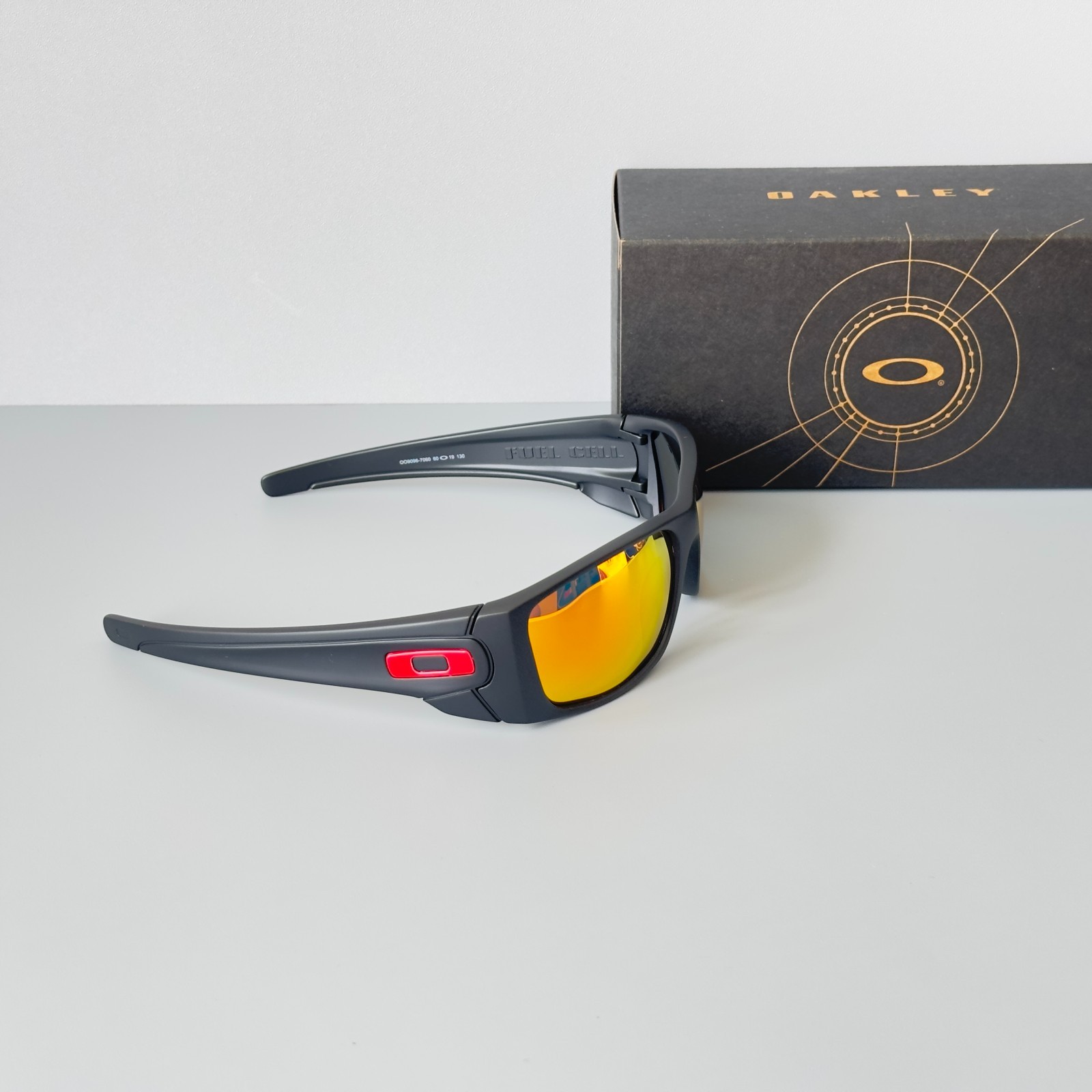 Oakley Fuel Cell OO9096 Polarized Sunglasses Matte Black Red Lens