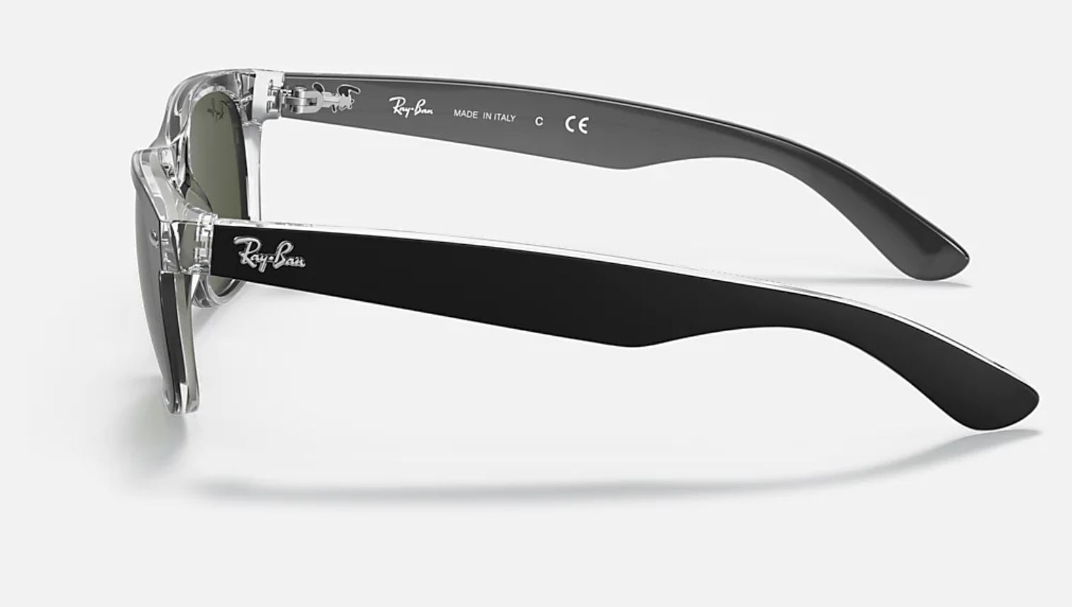 RayBan New Wayfarer Color Mix Black Transparent/Green 52mm Sunglasses RB21326052