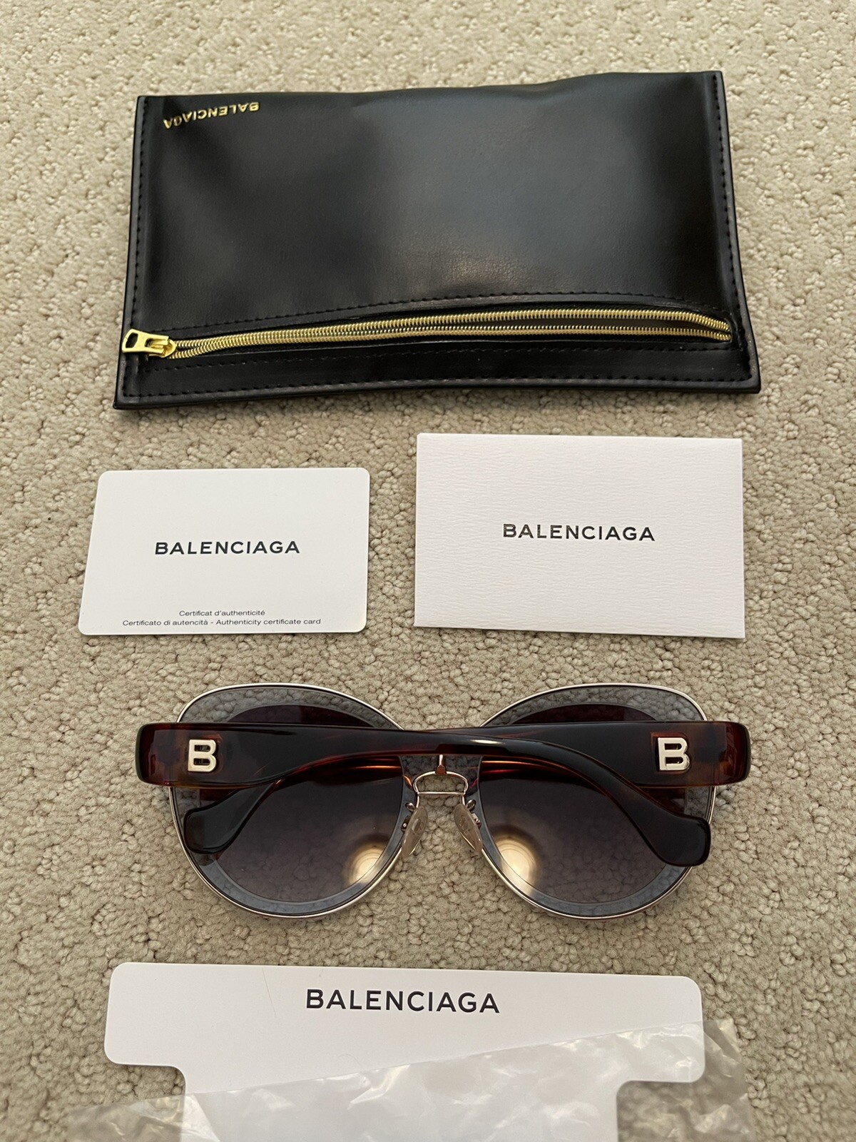 BALENCIAGA GOLD TRIM BA 2 20T 56-19 LIGHT BLUE VIOLET SUNGLASSES: Authentic, NWD