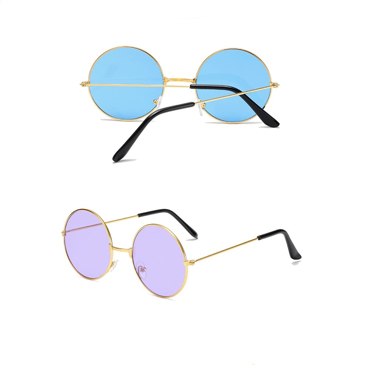 Beetoo Round Hippie Glasses, 2PCS Blue, Purple 127 mm/5inch, Blue.