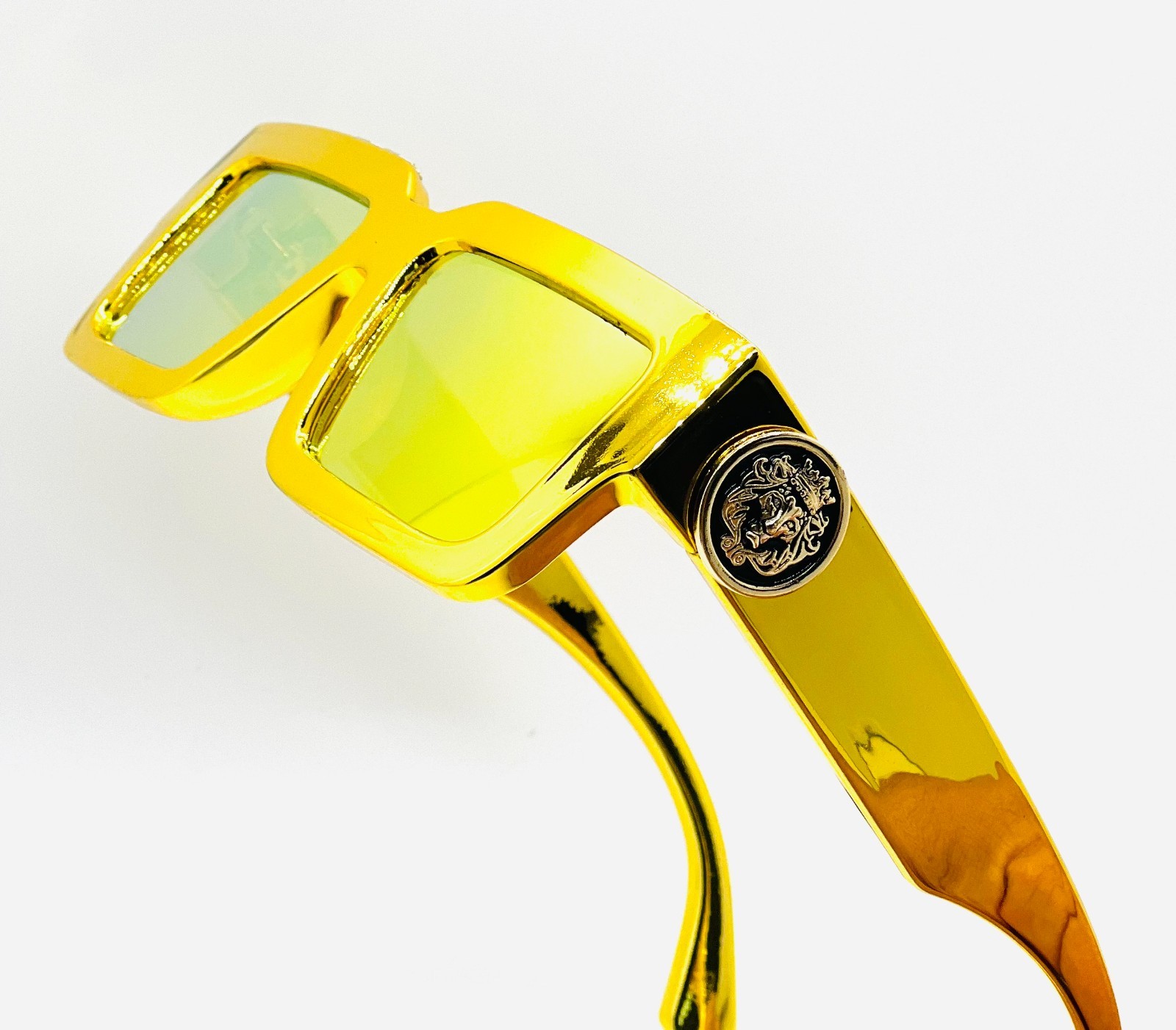 METALLIC OVERSIZED THICK BOLD SQUARE SUNGLASSES RETRO DESIGNER FASHION CLASSIC