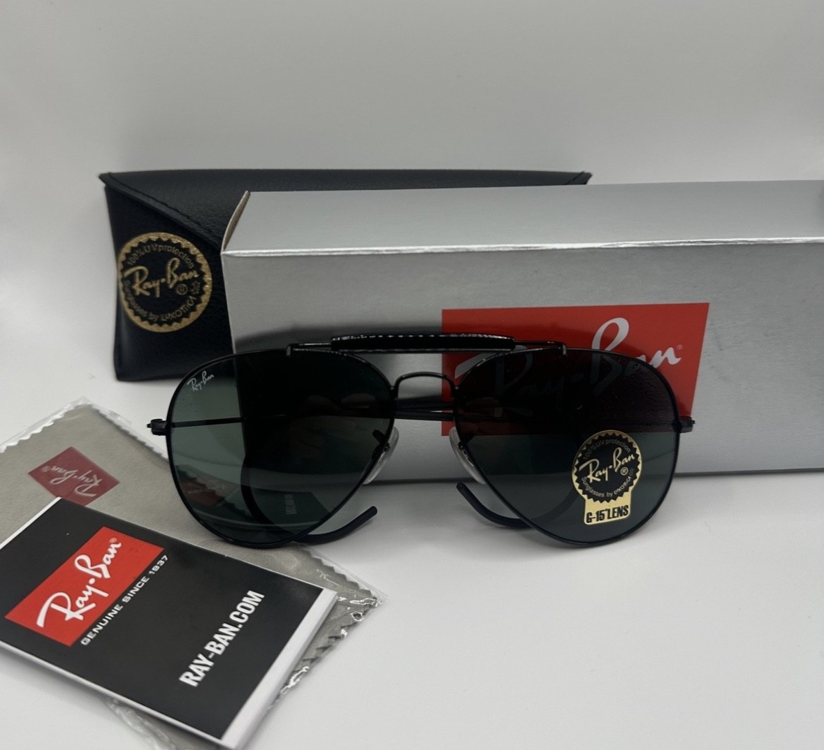 New Ray-Ban RB3030 Outdoorsman L9500 58-14-160 Green G-15 Lens 58mm Sunglasses