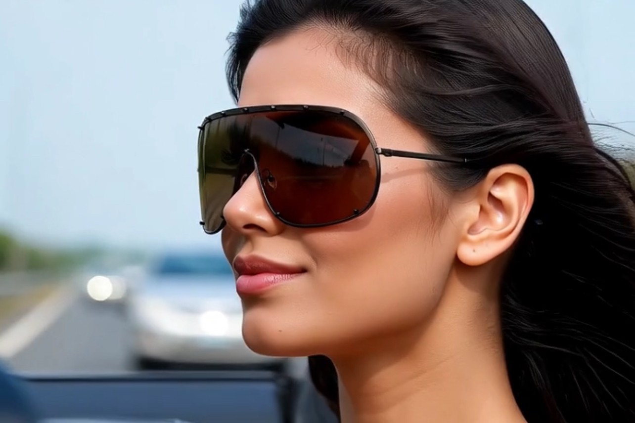 Fashion Oversized Luxury Sunglasses for Women Men One-piece Lens Frame Uv400 New