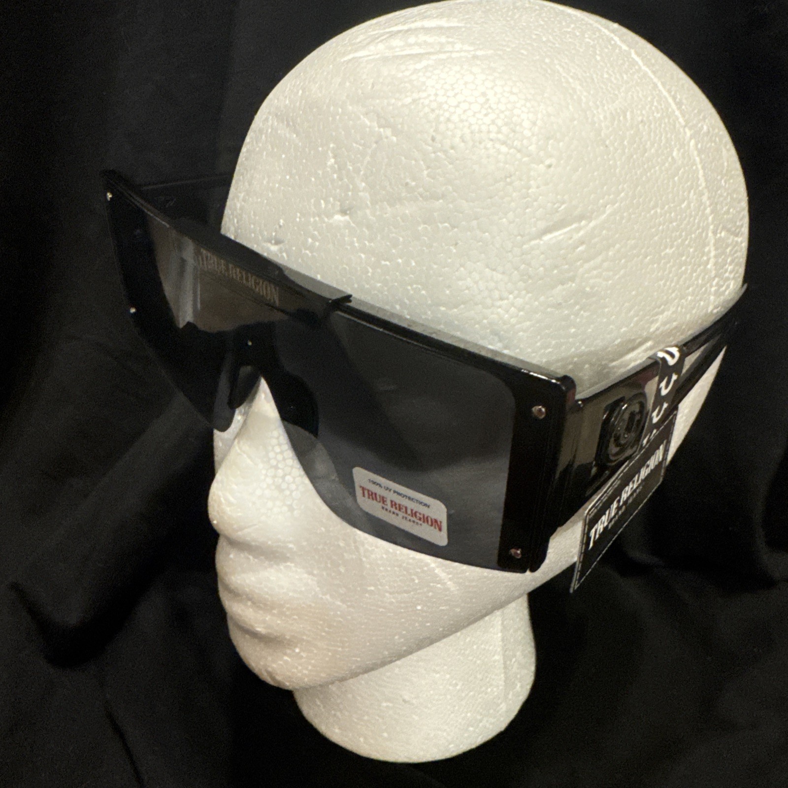 NWT True Religion Sunglasses TR56852XK Black Mirror Square 100% UV Oversized