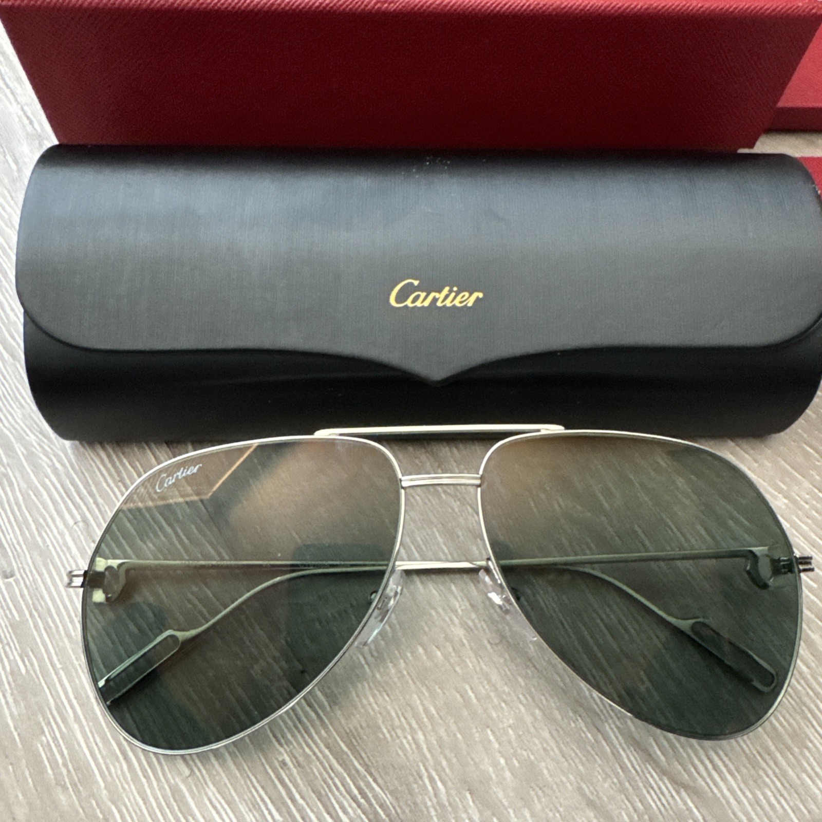 PREMIERE C DE CARTIER SILVER PILOT SHAPE ZEISS SUNGLASSES CT0110S 004 NEW $1425
