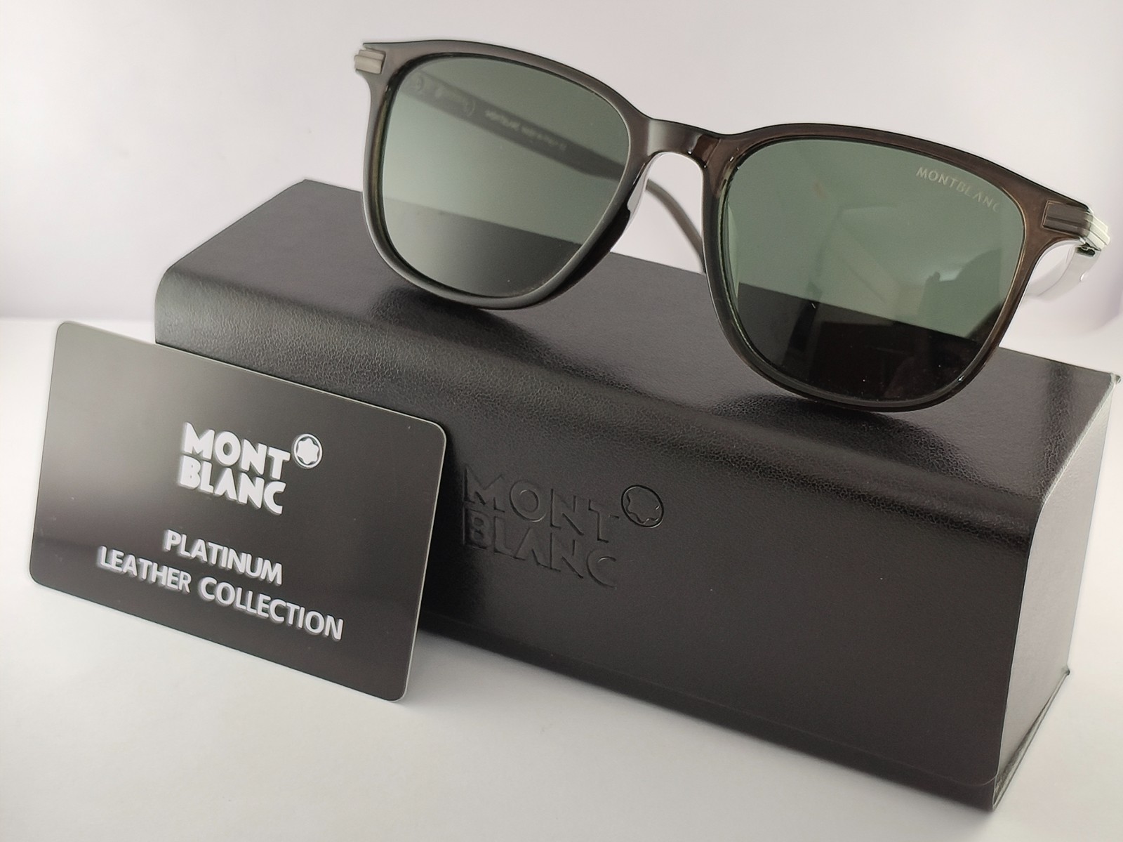 Montblanc Full Rim Sunglasses | Black Frame | 100% UV Protected Green Lenses