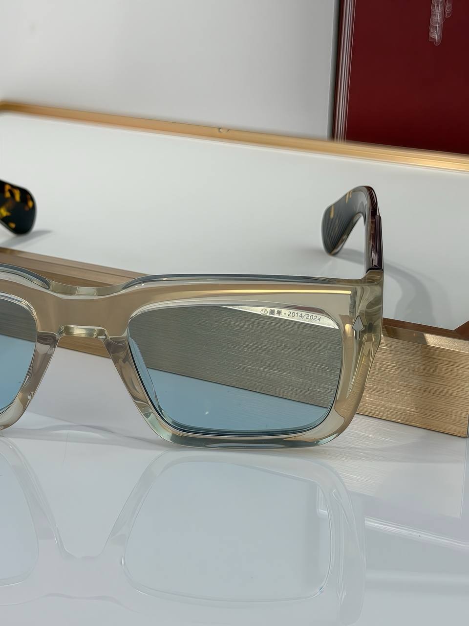 Jacques Marie Mage Walker Sunglasses Clear Crystal Frame Blue Lenses 53-21-146