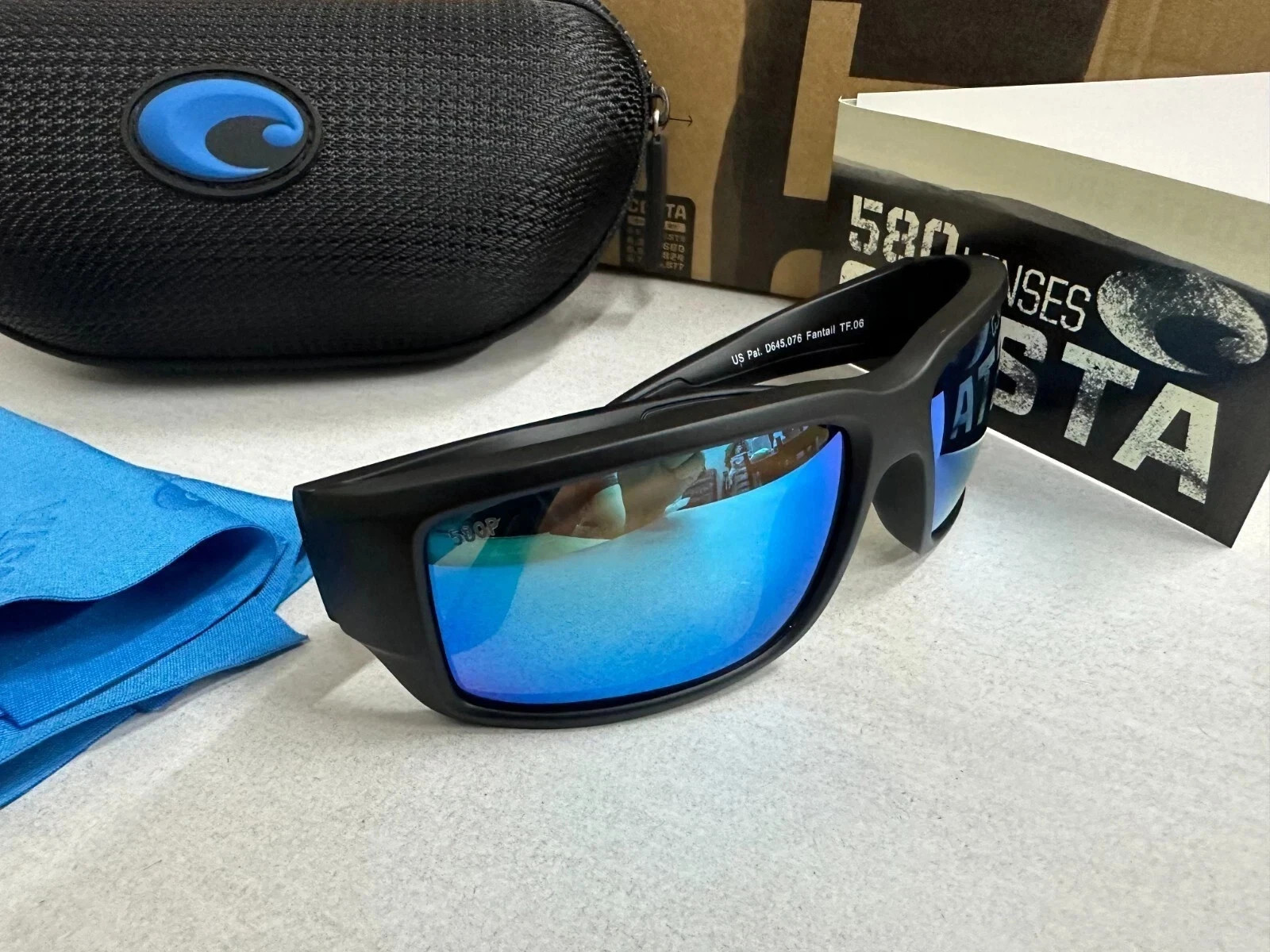 Costa Del Mar FANTAIL Matte Black Frame/blue 580P Polarized Lenses Sunglasses