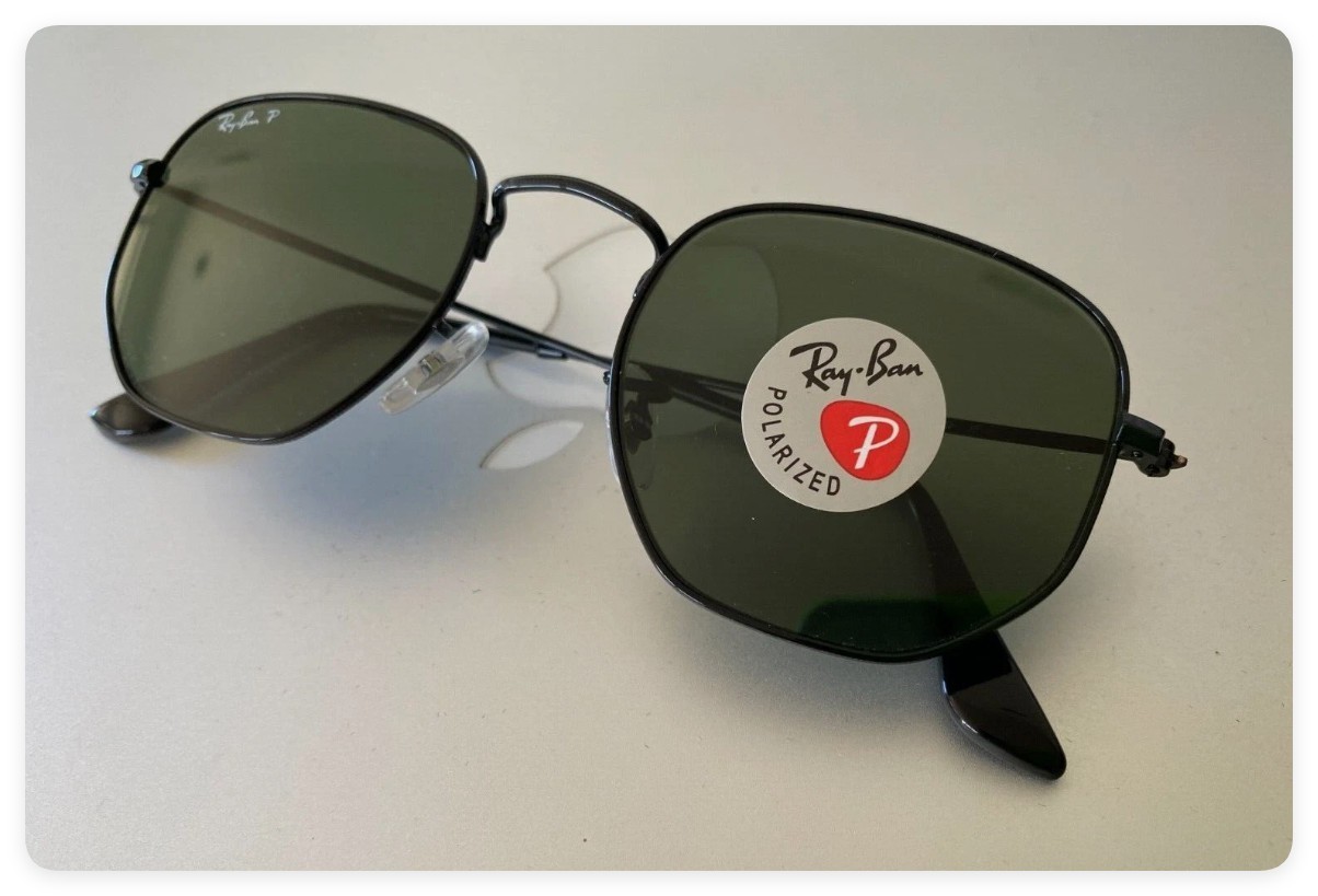 RAY BAN RB3548N 002 58 Black Hexagonal 51 mm Unisex Polarized Sunglasses