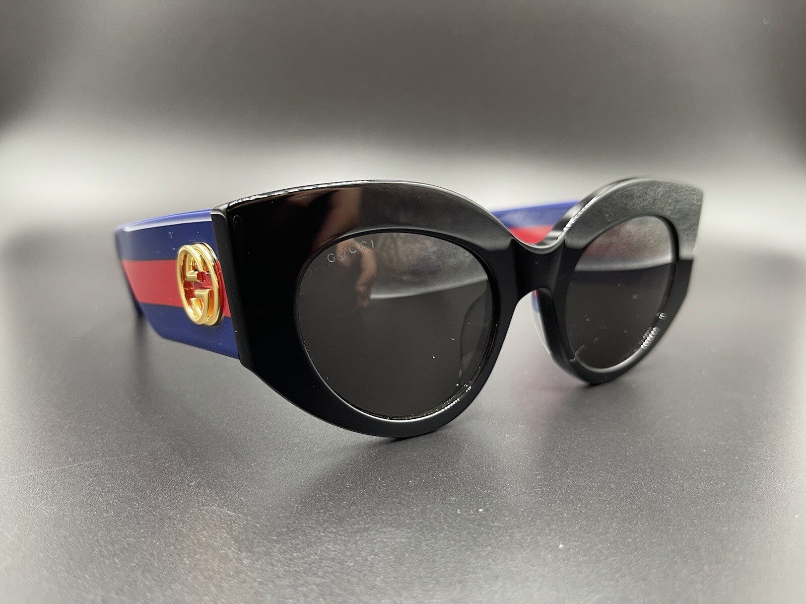 New GUCCI GG0275S 001 50-22 Black BLUE Authentic Italy