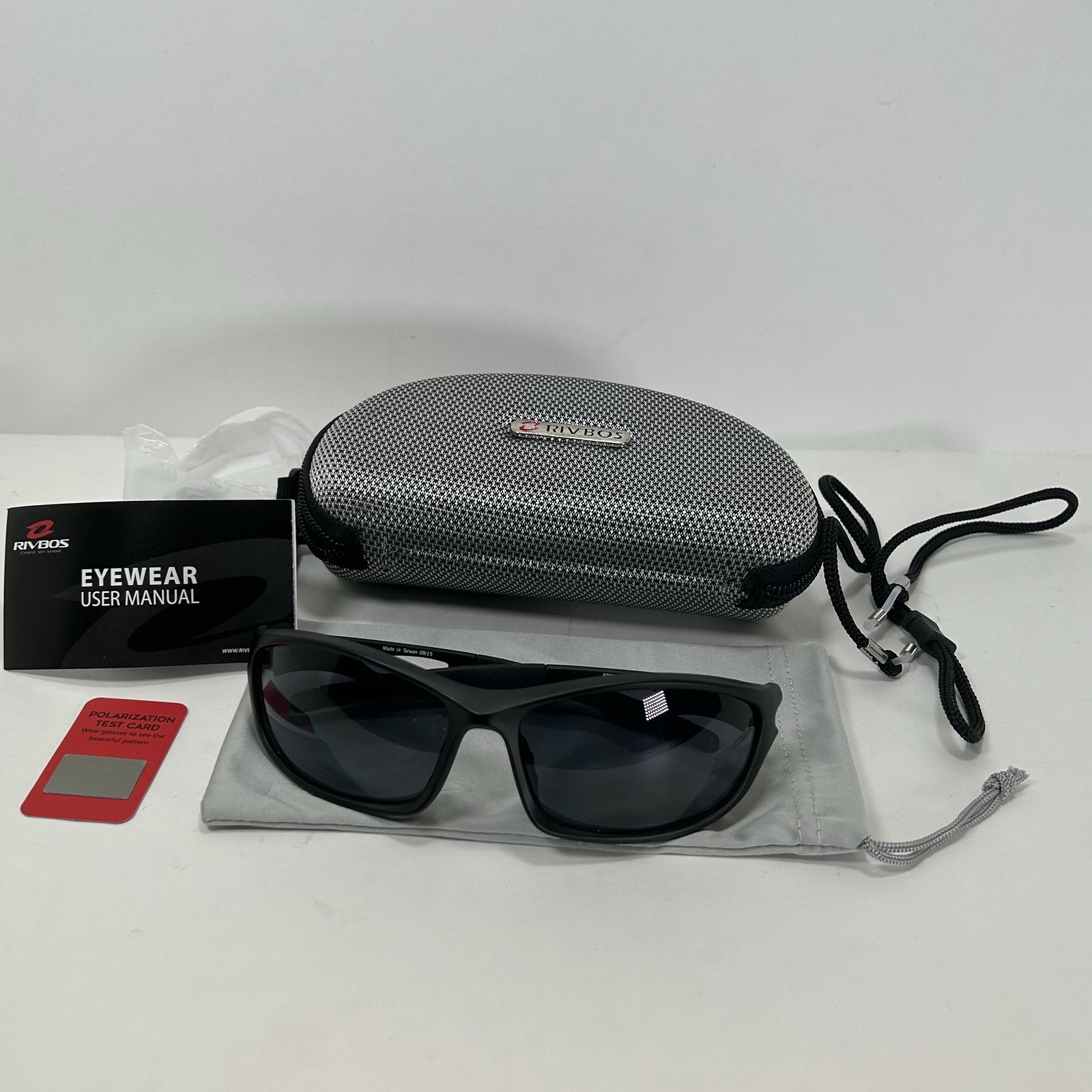 RIVBOS Men’s Polarized Sunglasses Wrap Lightweight Sports Black Frame Black Lens