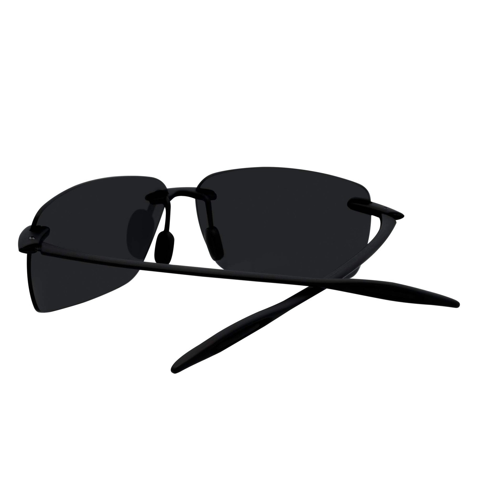 MAUI – Rimless TR90 Thin Sports Wrap Sunglasses Matte Black Smoke Polarized