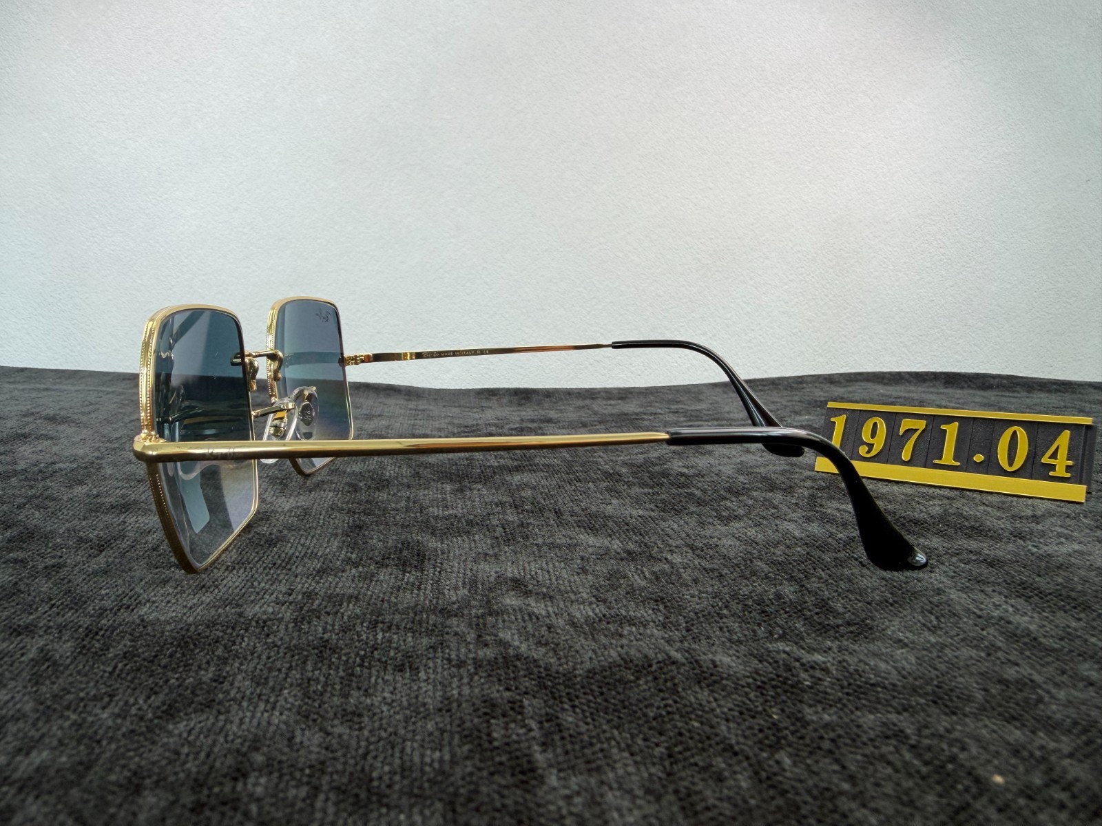 Ray-Ban RB1971 Square Sunglasses, Gold Frame, Blue Gradient G-15 Lens