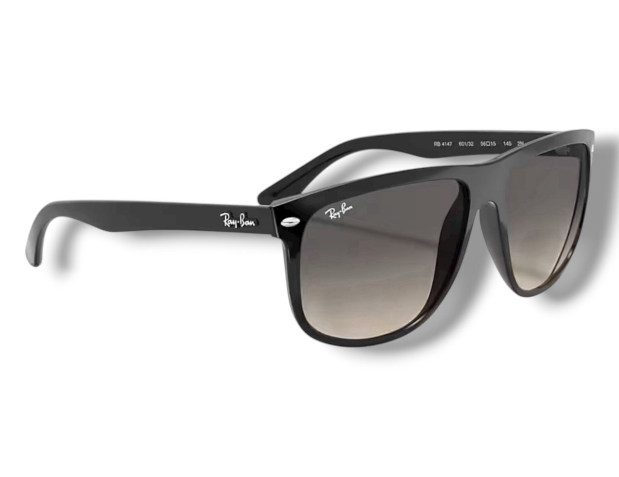 Ray Ban RB4147 601/32 Boyfriend Polished Black Gray Gradient Sunglasses 56-15mm