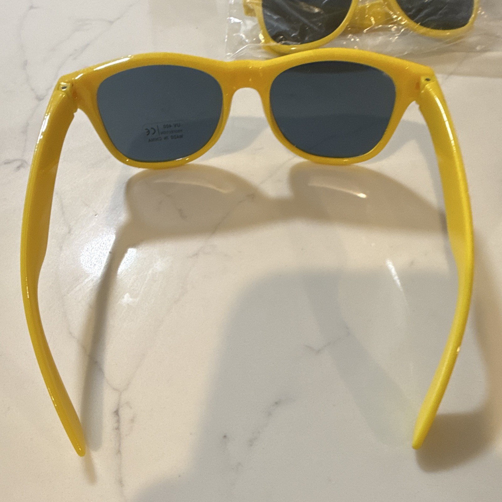 Twisted Tea Sunglasses Yellow Plastic Frame Black Lenses UV400 3pc