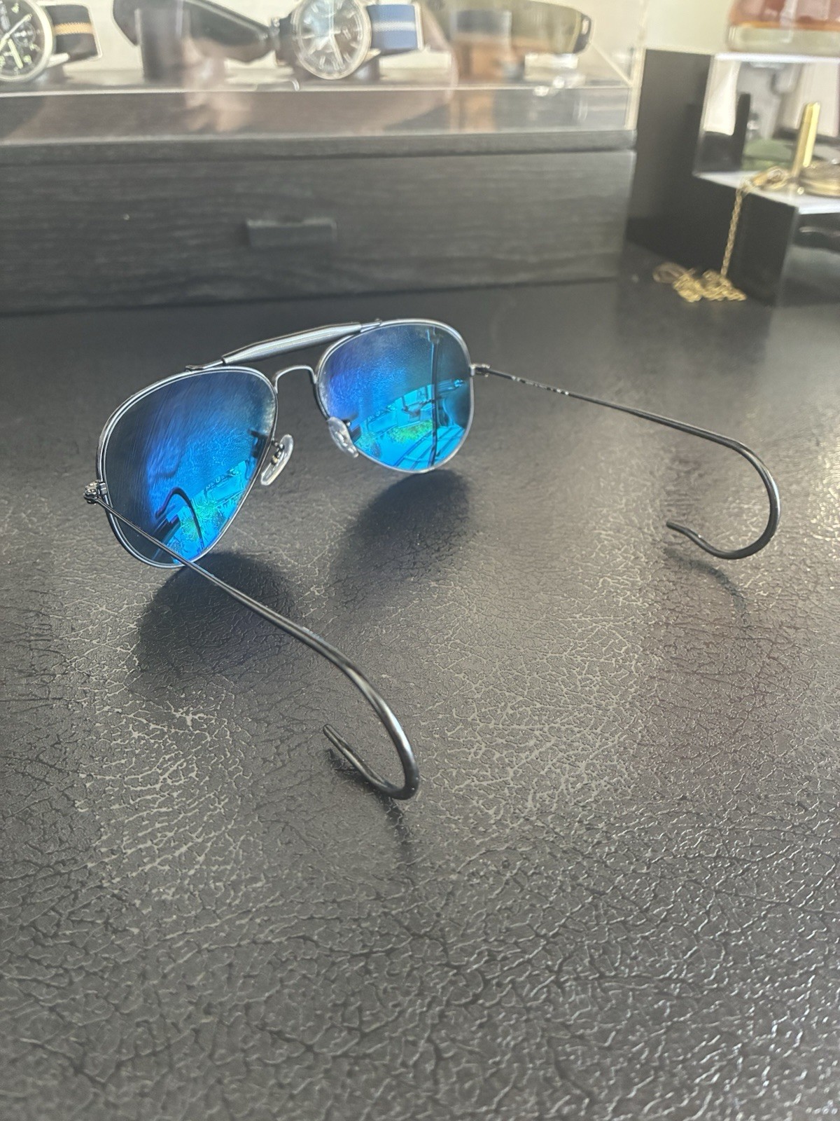 Ray-Ban RB3030 Outdoorsman L9500 Sunglasses Black Frames, 58-14, Polarized Blue