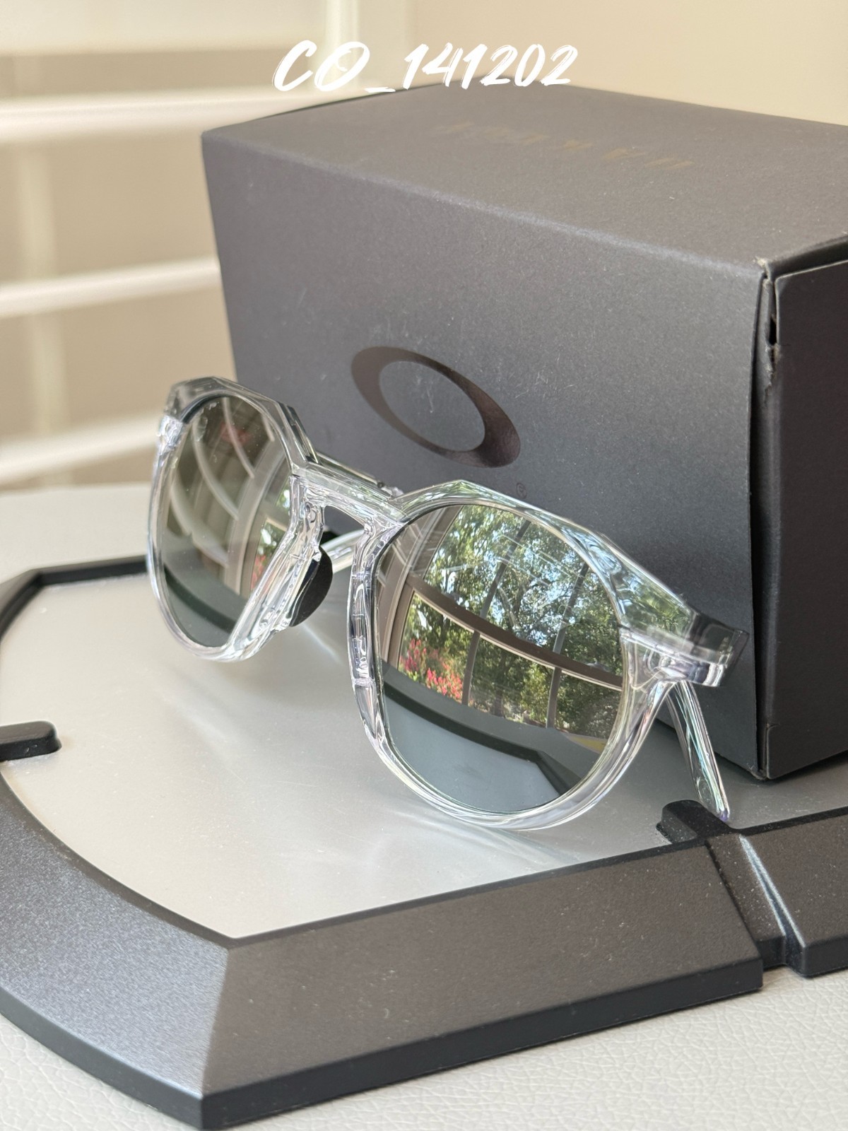 Oakley HSTN Sunglasses Clear/Grey Frame Prizm Black Lenses