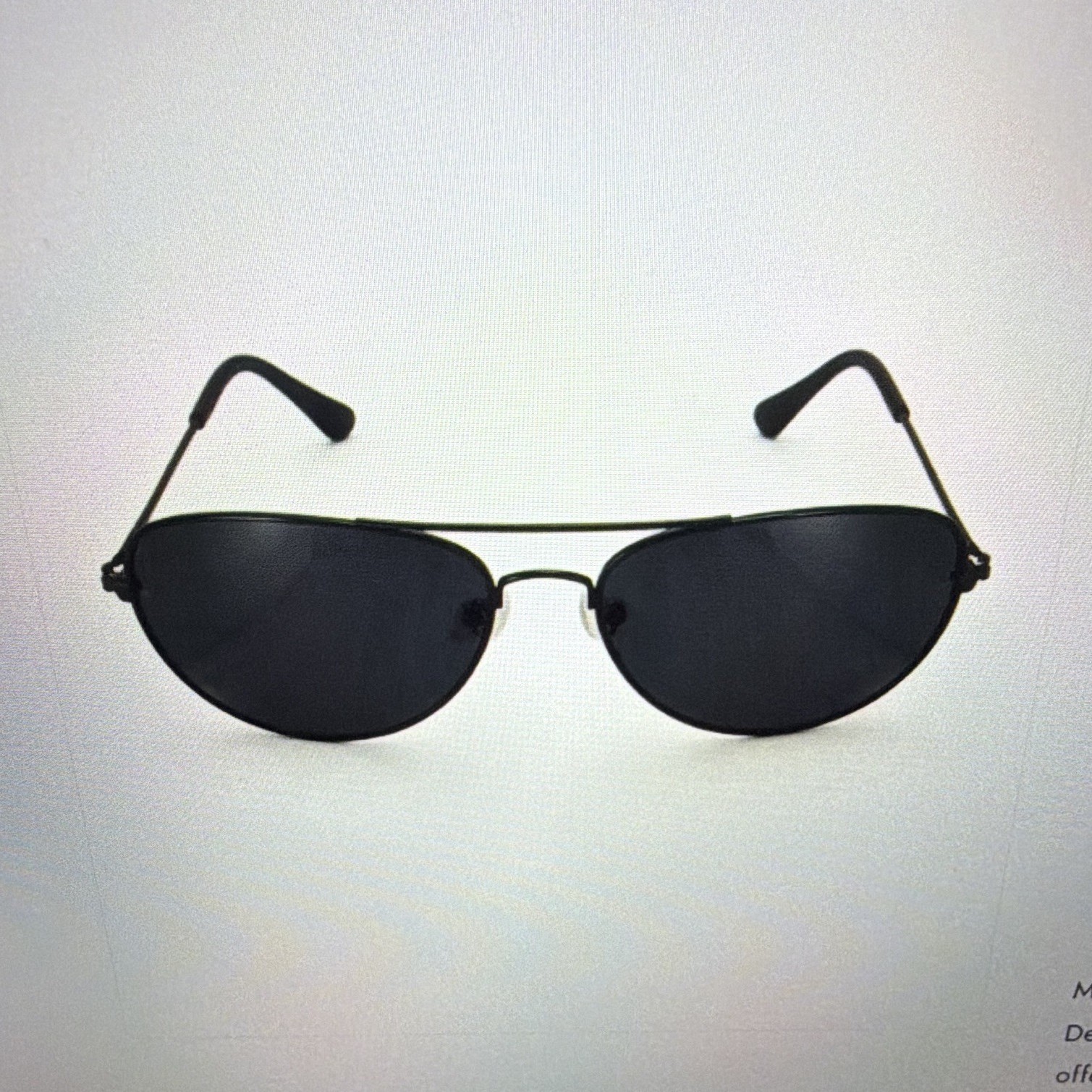 Men’s Aviator Sunglasses – Black Solid Metal Frame, Black Plastic Lenses
