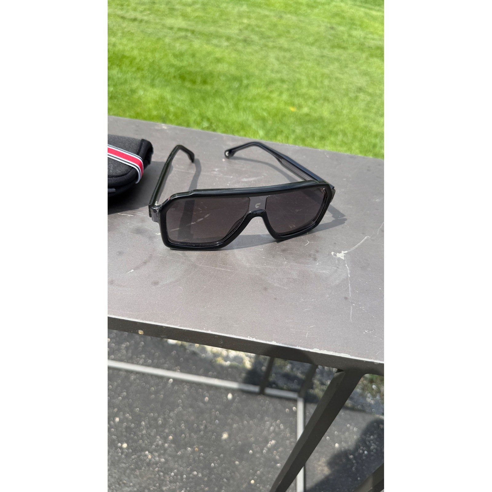 Carrera Black Navigator Sunglasses with Branded Soft Case Flat Top Sporty Style