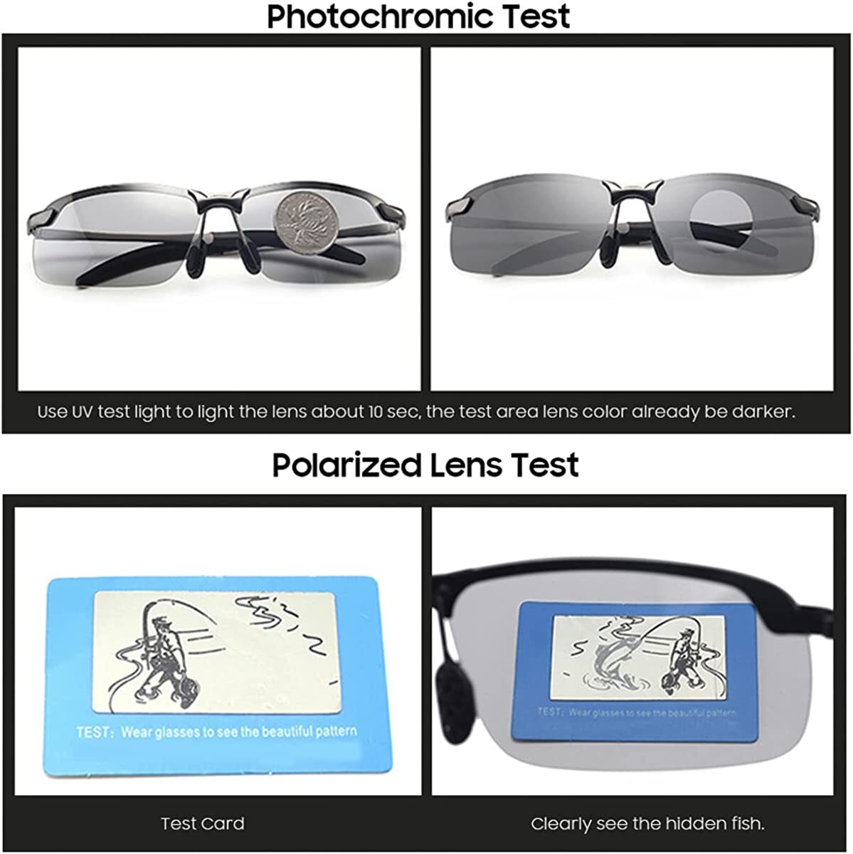 2× Photochromic polarized sunglasses UV400 drive fishing night vision sunglasses