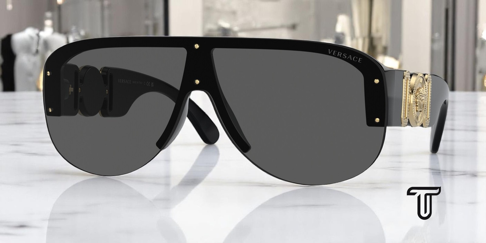 VERSACE VE4391 GB1 87 Black Dark Grey 48 mm Men’s Sunglasses
