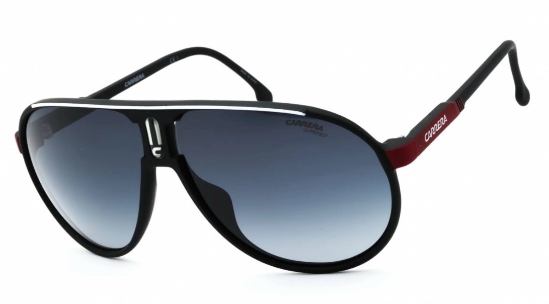 Carrera Men’s Aviator Sunglasses Blue Metal/Plastic Frame, Gray Tinted 130mm