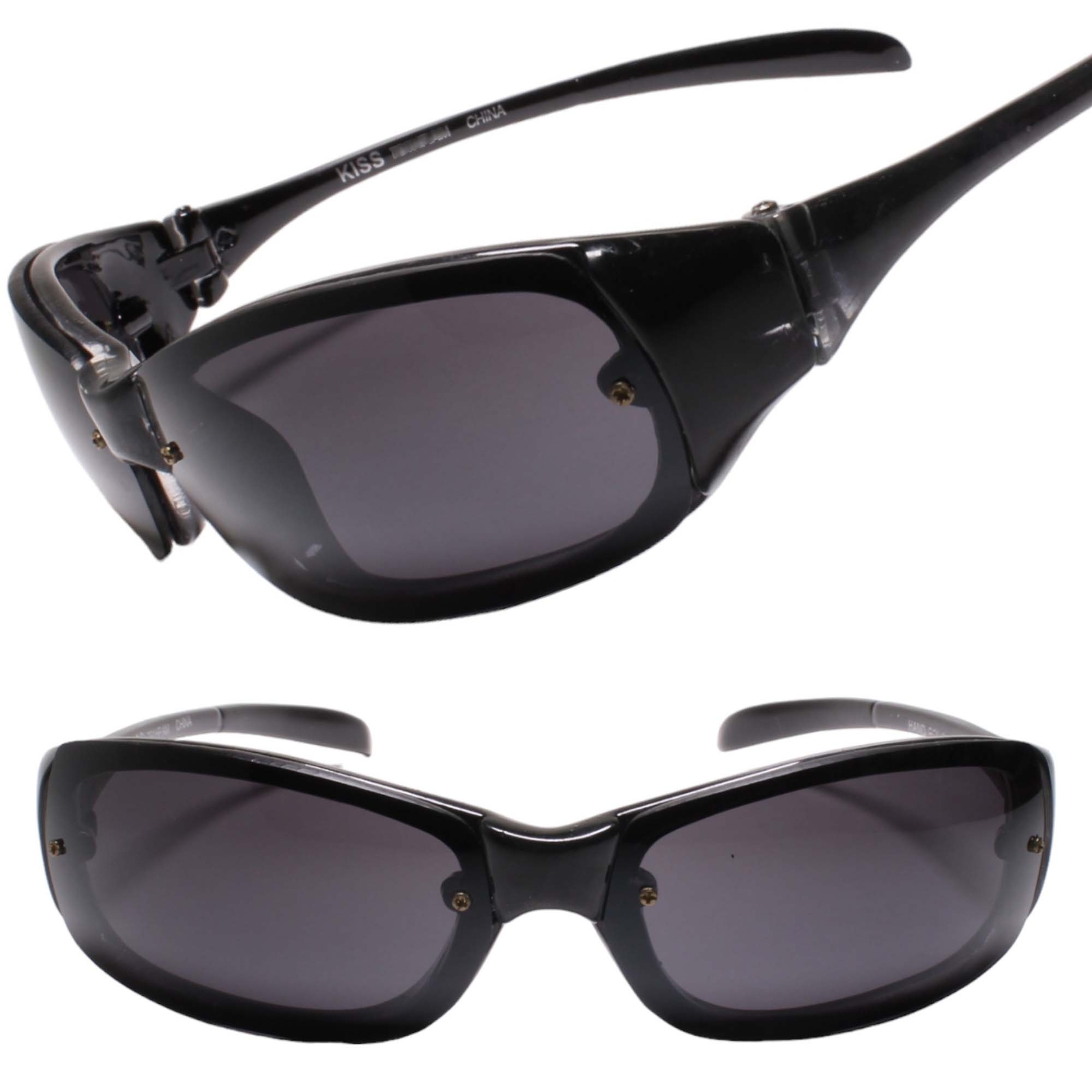 Wrap Shield Motorcycle Riding Biker Lightweight Sporty Look Black Sunglasses