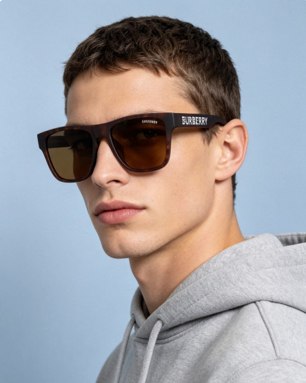 Burberry BE4388 Logo Print Temple Sunglasses Matte Tortoise Acetate 55‑18‑145