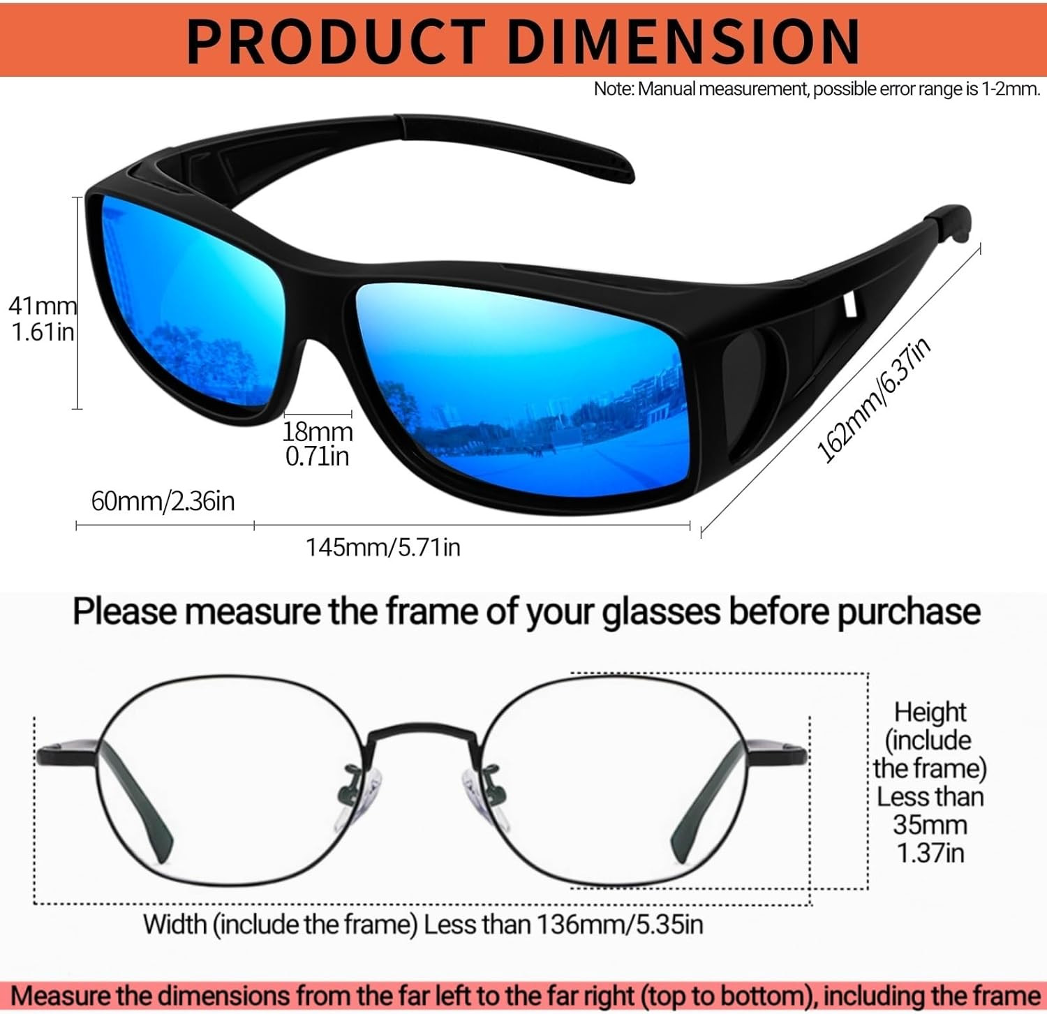 Fit Over Glasses Polarized Sunglasses for Men Women with UV400 Protection Wra…